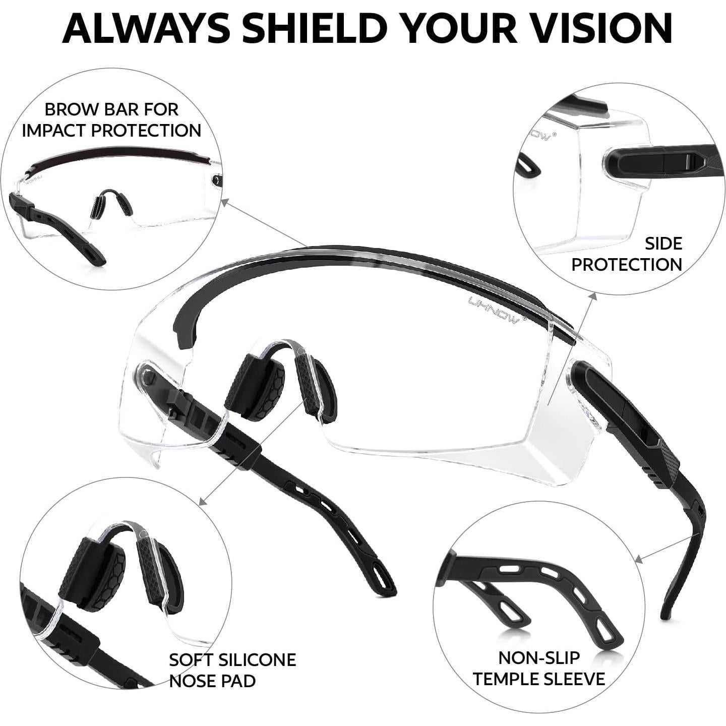 Gafas de Seguridad UKNOW Antivaho OTG Ajustables ANSI Z87.1