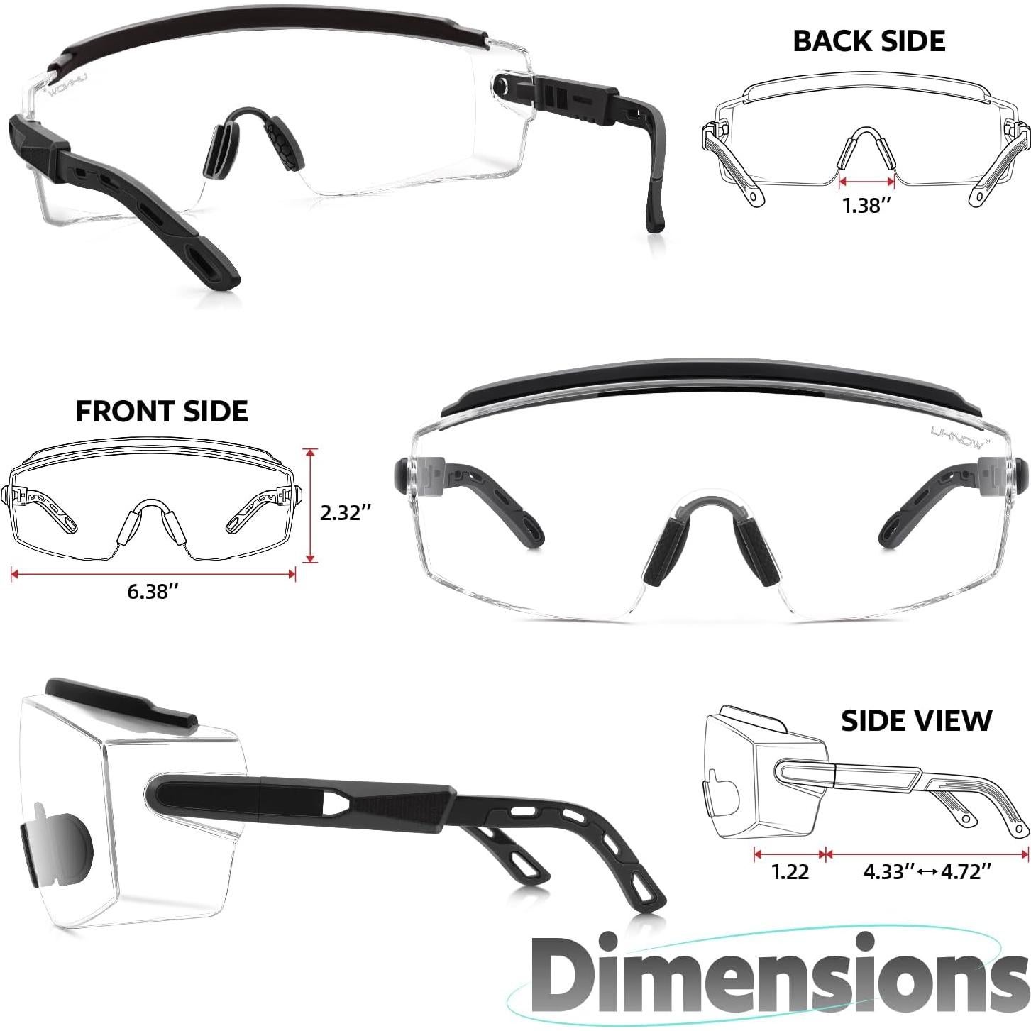 Gafas de Seguridad UKNOW Antivaho OTG Ajustables ANSI Z87.1