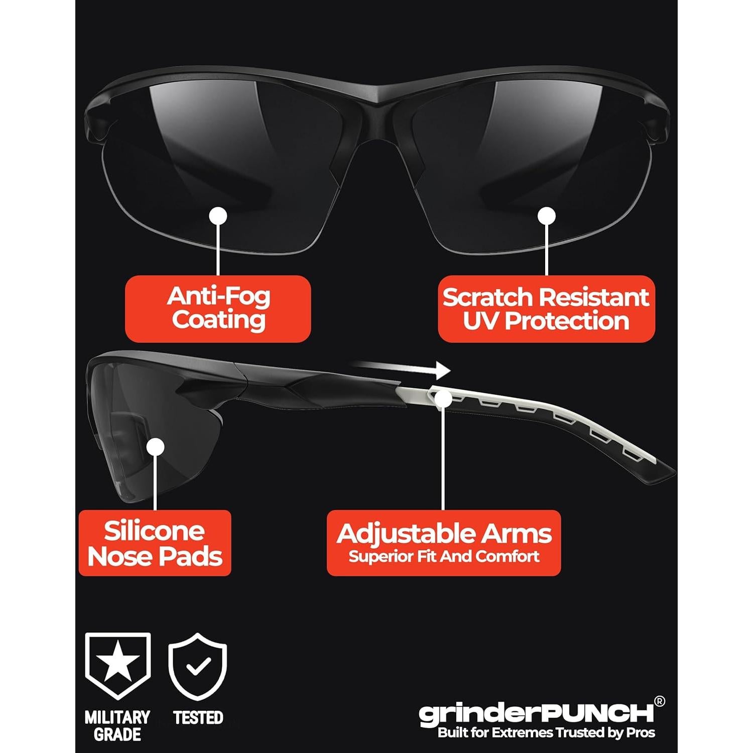 Gafas de Seguridad GrinderPUNCH ANSI Z87 Lente Clara Antideslizante