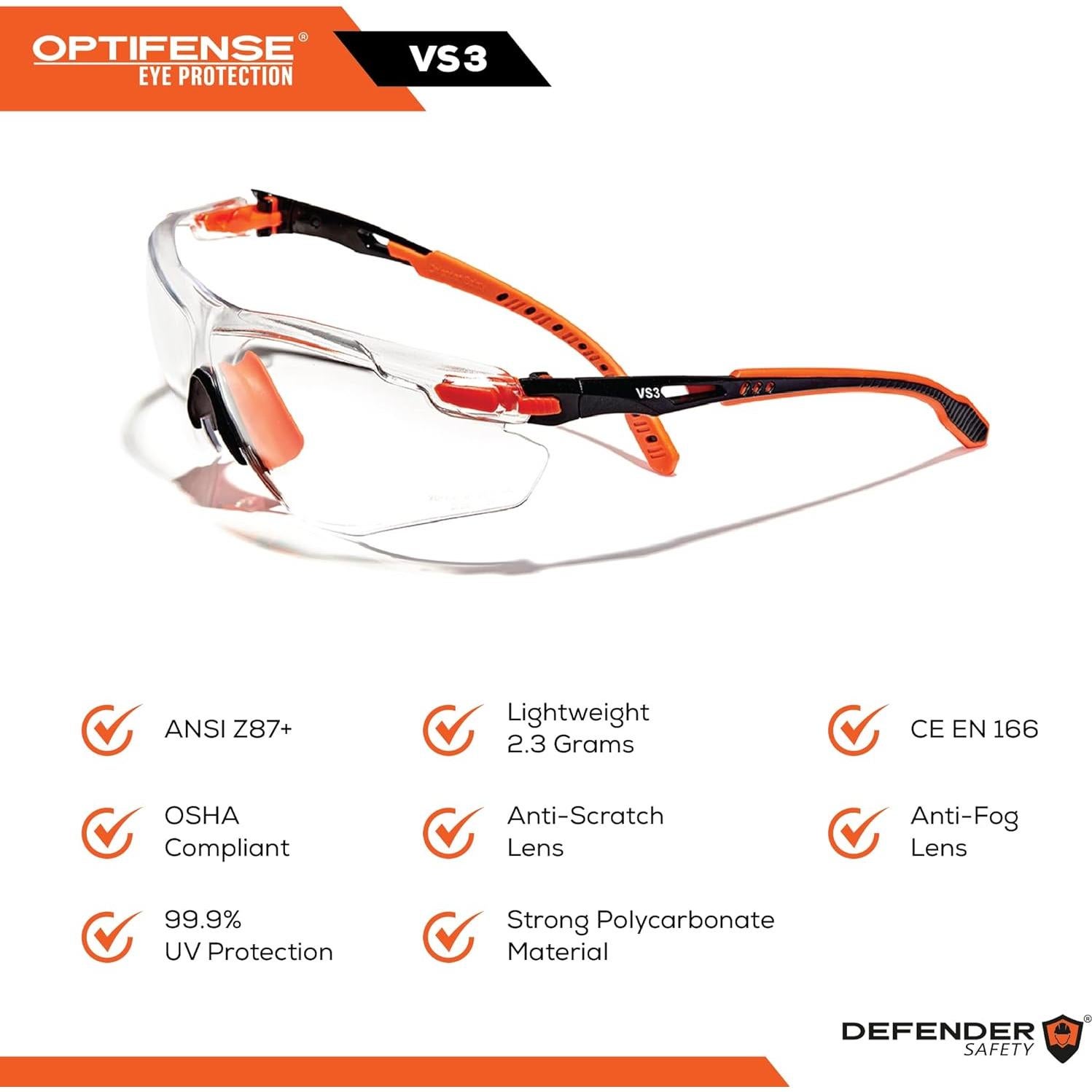 Gafas de Seguridad OPTIFENSE VS3 Anti Fog Claras/Tintadas