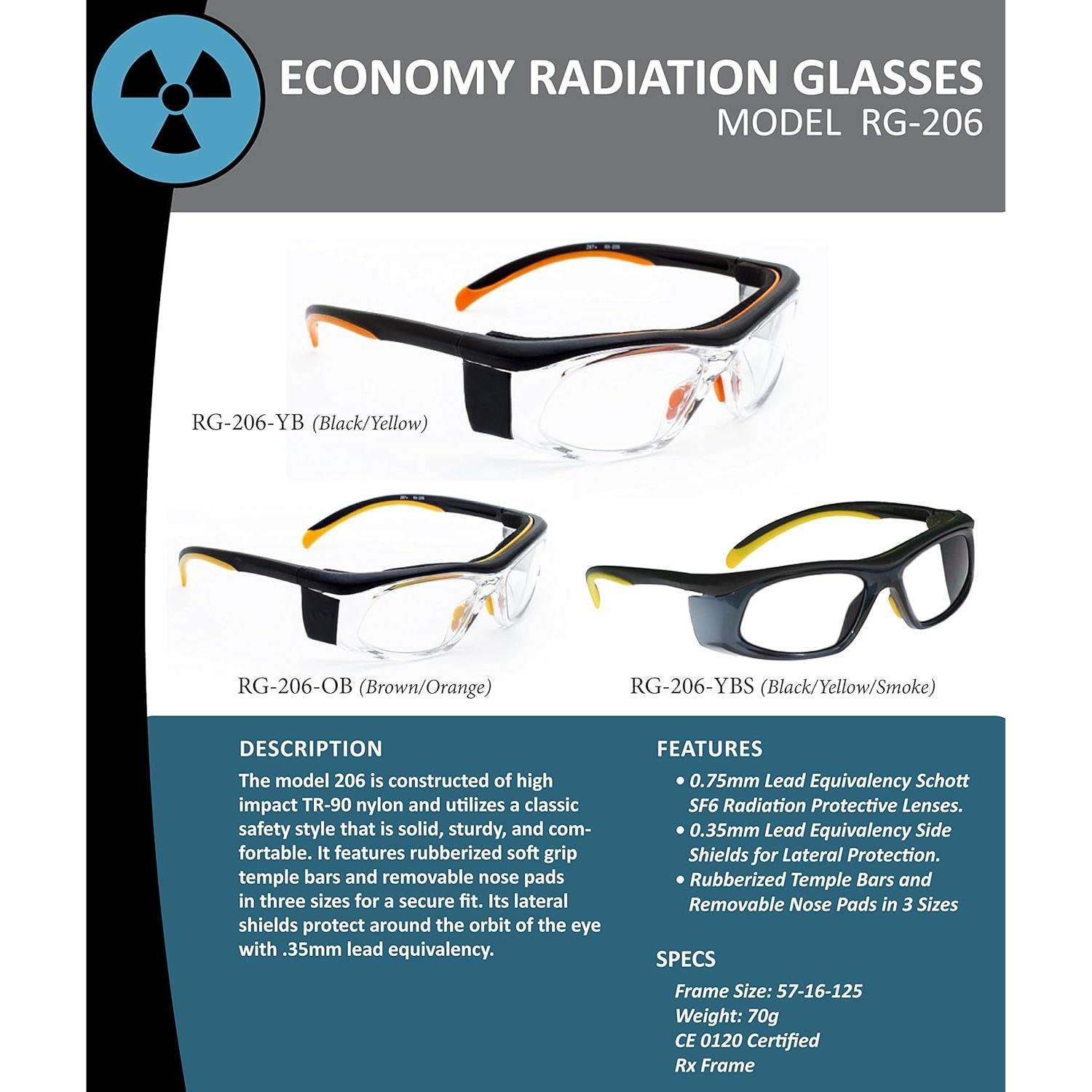 Gafas de Protección Radiológica VS Eyewear RG-206BR, 0.75 mm Pb