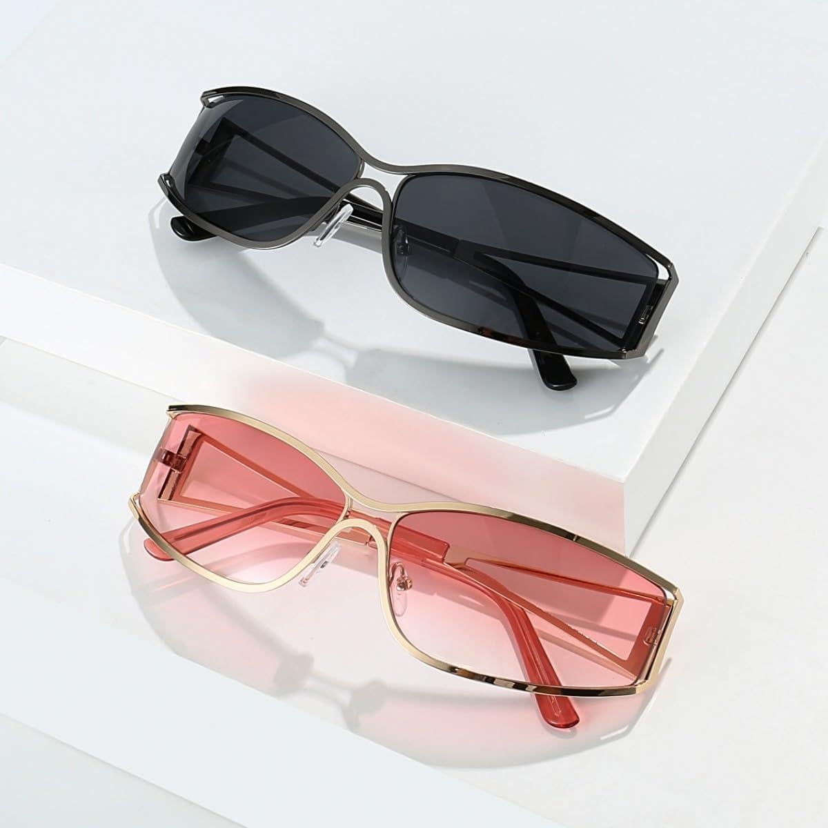 Gafas de sol Y2K BAWUYI con protección UV400 - Marco Negro