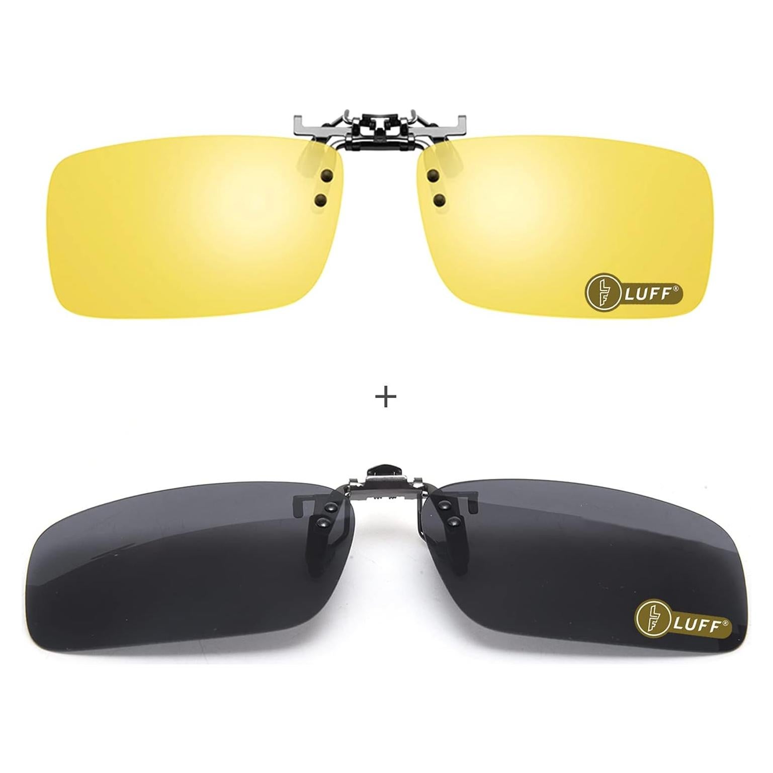 2-Pair Polarized Unisex Clip on Sunglasses Flip up Myopic Glasses Elegant&Comfortable Clips for Prescription Eyeglasses-Good Clip Style Sunglasses for Outdoor/Driving/Fishing/Cycling/Hiking