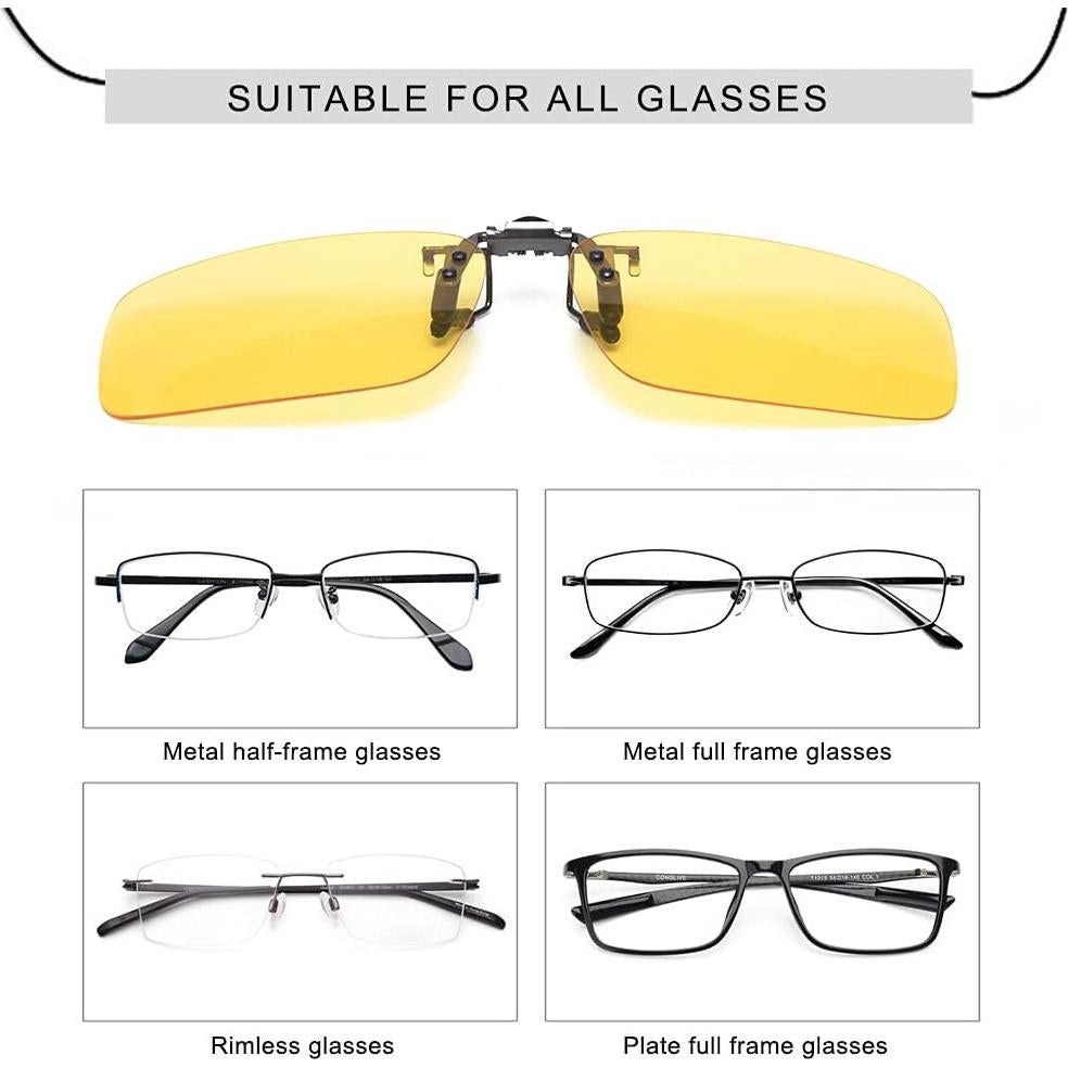 2-Pair Polarized Unisex Clip on Sunglasses Flip up Myopic Glasses Elegant&Comfortable Clips for Prescription Eyeglasses-Good Clip Style Sunglasses for Outdoor/Driving/Fishing/Cycling/Hiking