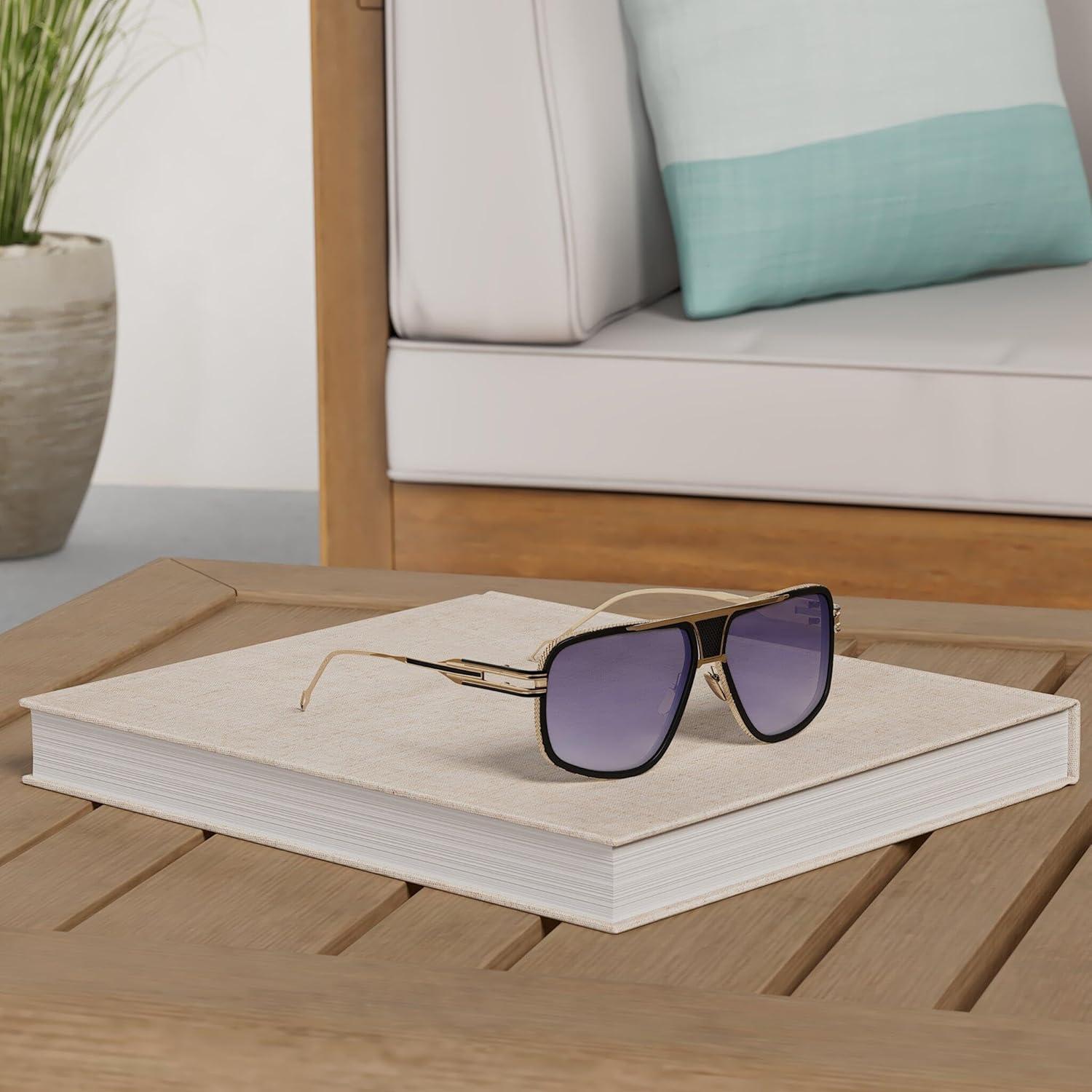 Gafas de sol Dollger para hombres grandes con marco dorado