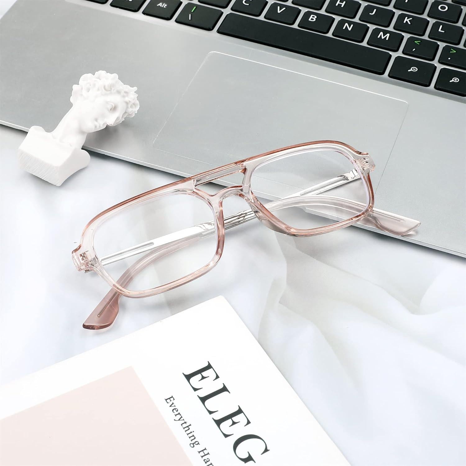 Gafas de Lectura FEISEDY Retro Cuadradas Anti Luz Azul +2.00