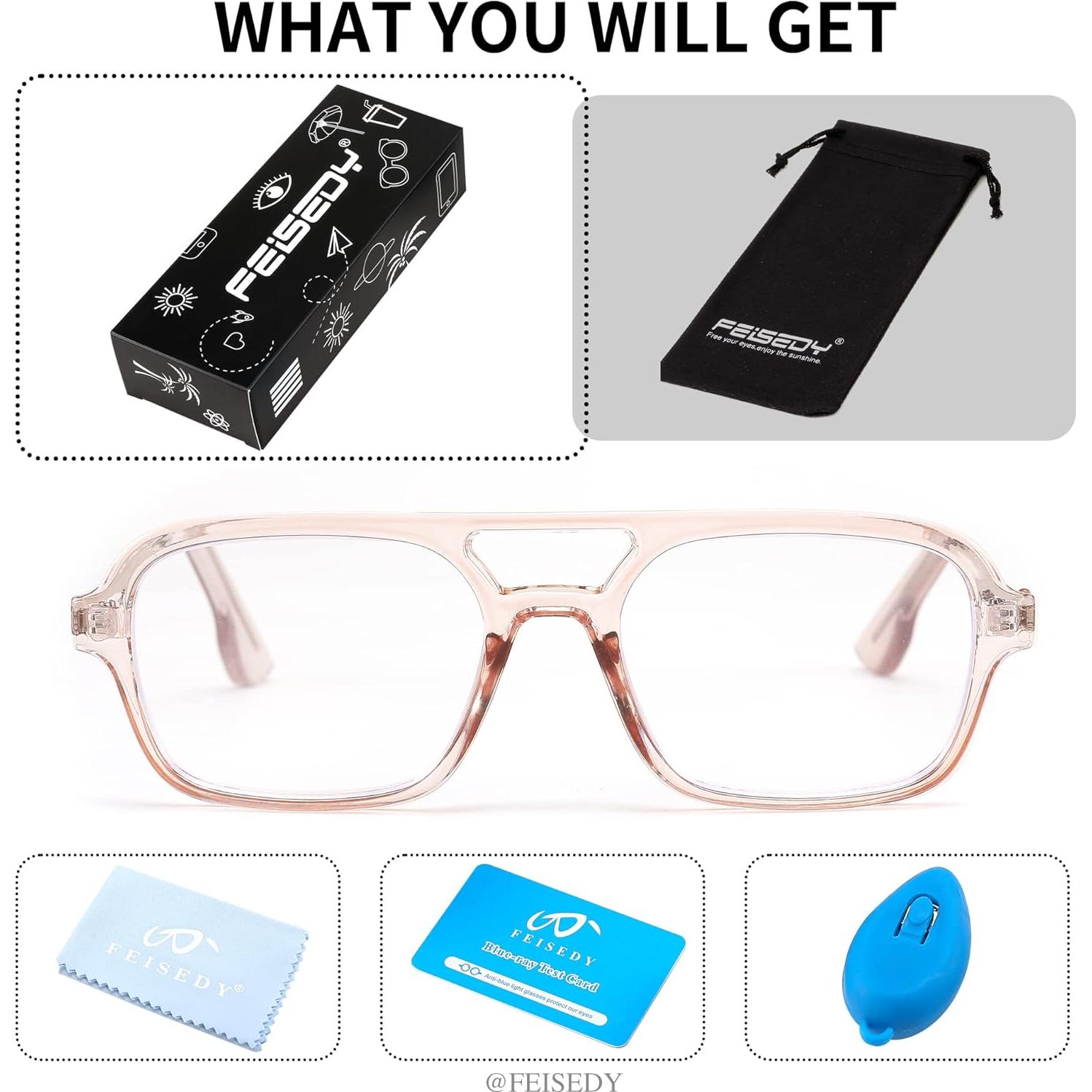 Gafas de Lectura FEISEDY Retro Cuadradas Anti Luz Azul +2.00