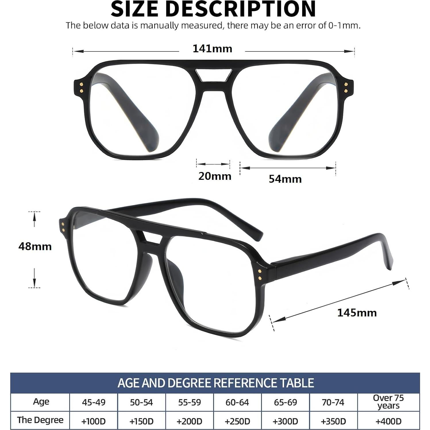 Gafas de lectura aviador OWTXIS con protección luz azul 1.0x