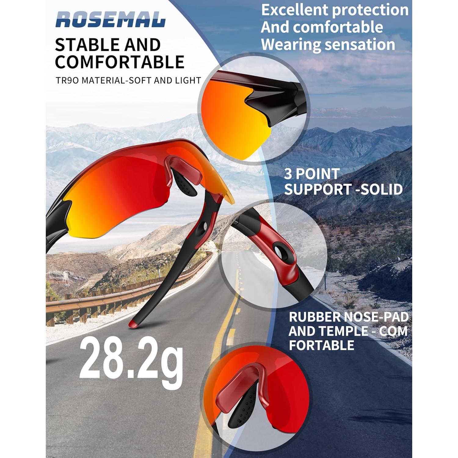 Gafas de sol deportivas polarizadas Rosemal UV400 TR90