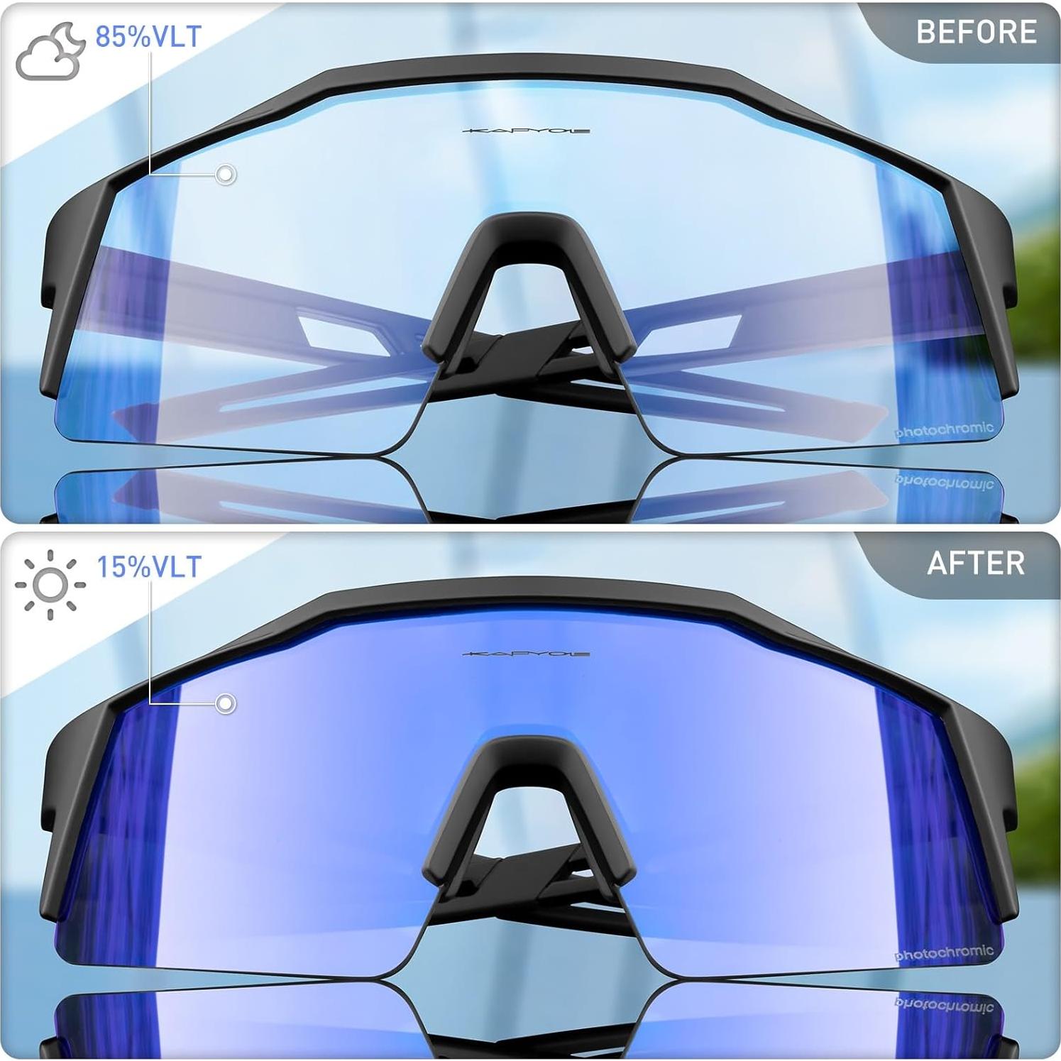 Gafas de Ciclismo Fotoquímicas KAPVOE UV400 Ajustables