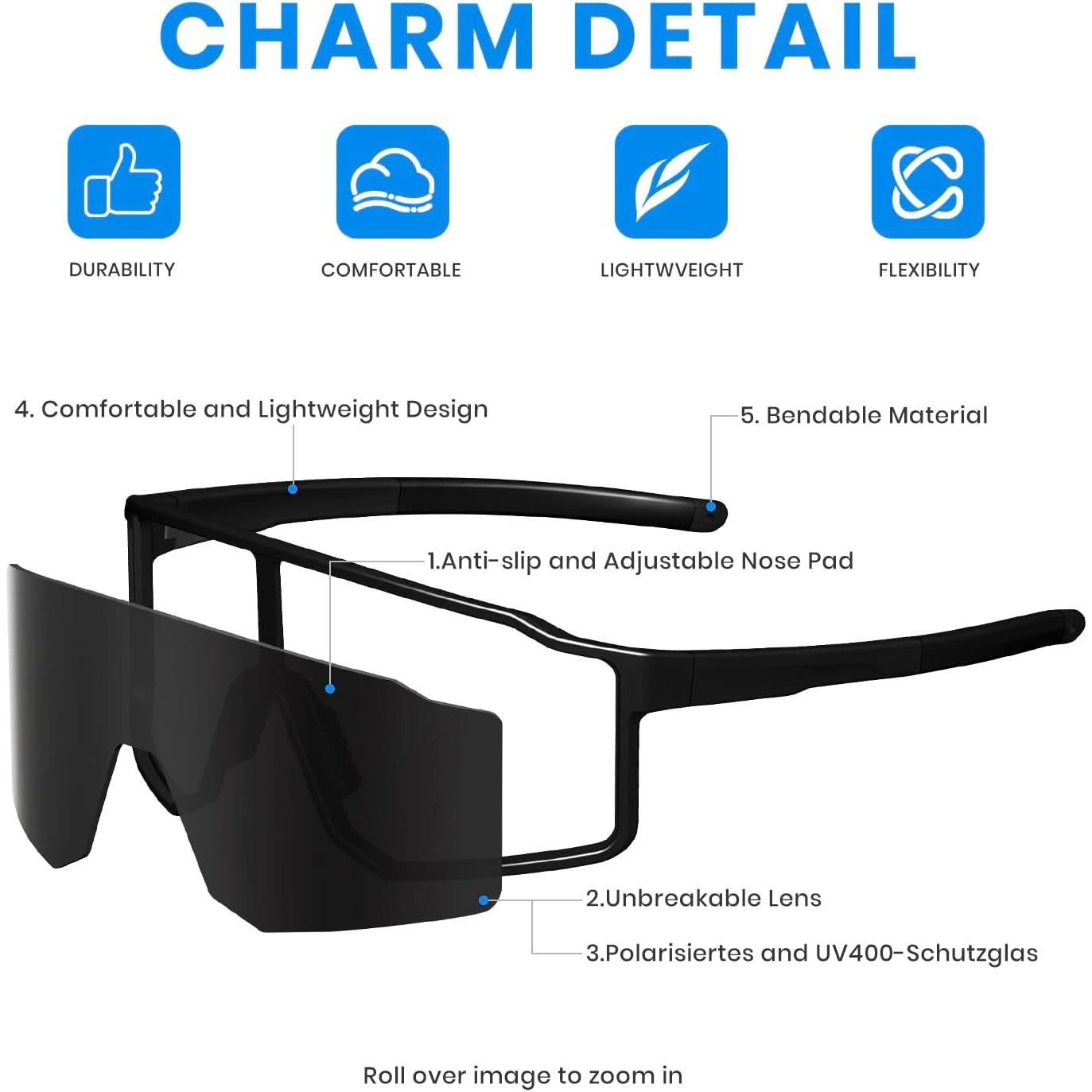 Gafas de sol deportivas SPOSUNE TR90 UV400 polarizadas