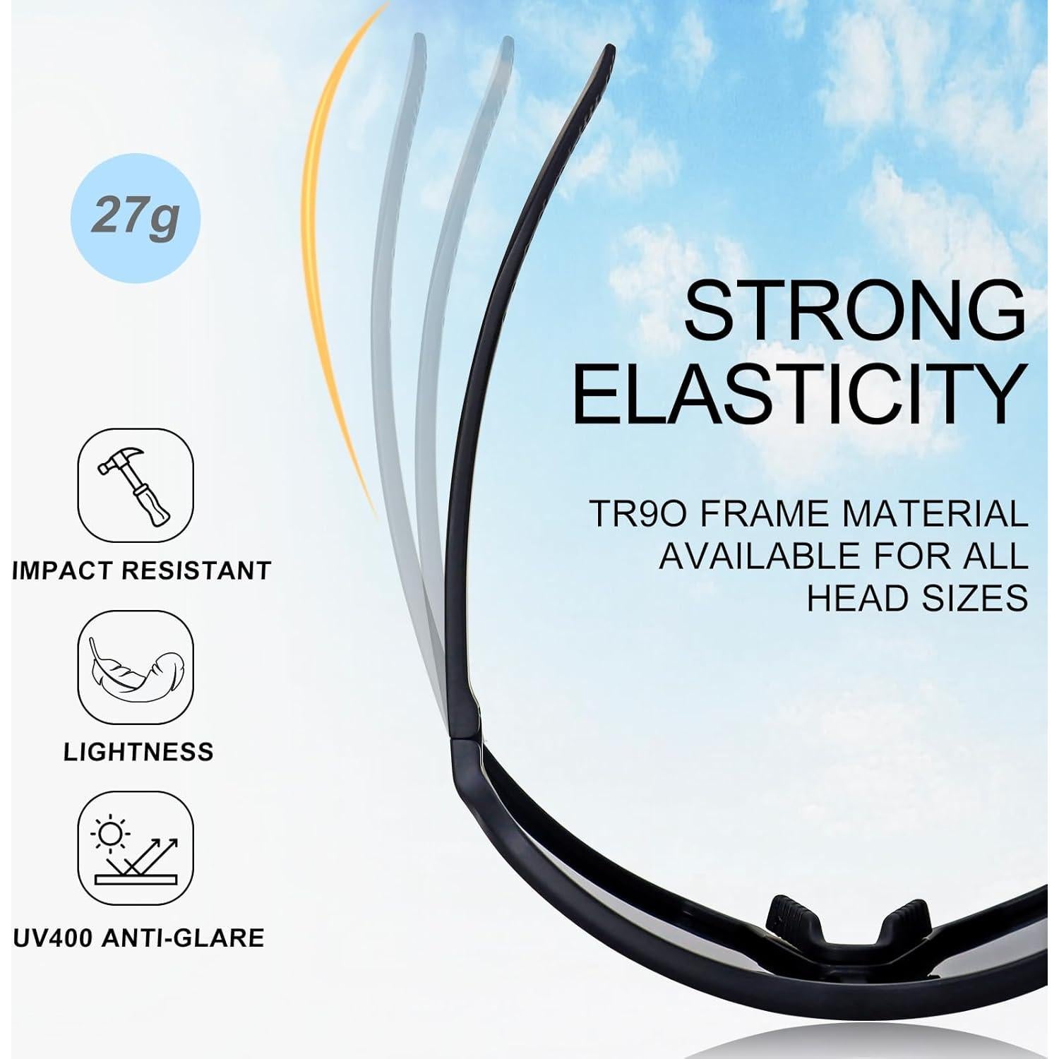 Gafas de Ciclismo Polarizadas UV400 TR90 Negro/Rojo