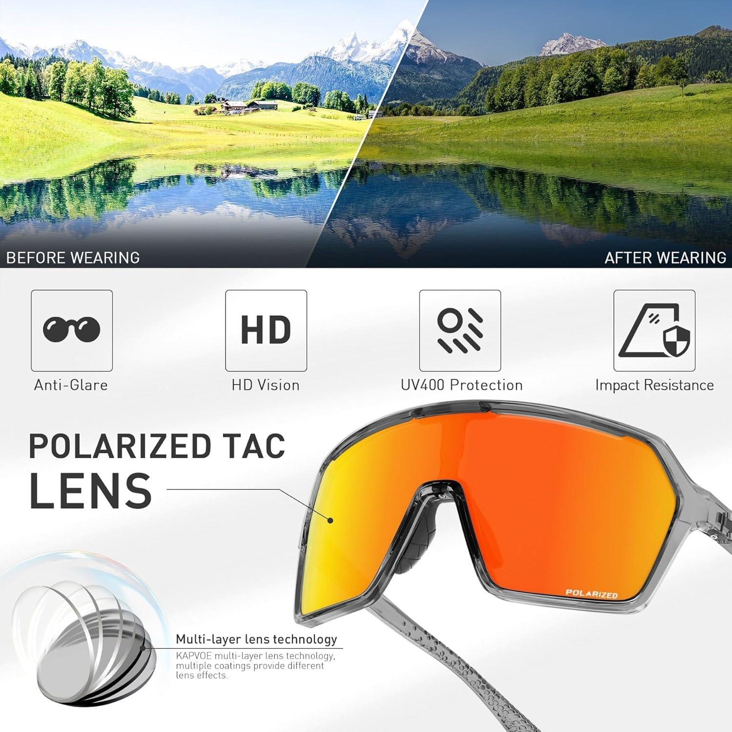 Gafas de Ciclismo Polarizadas KAPVOE K335 UV400 Ajustables