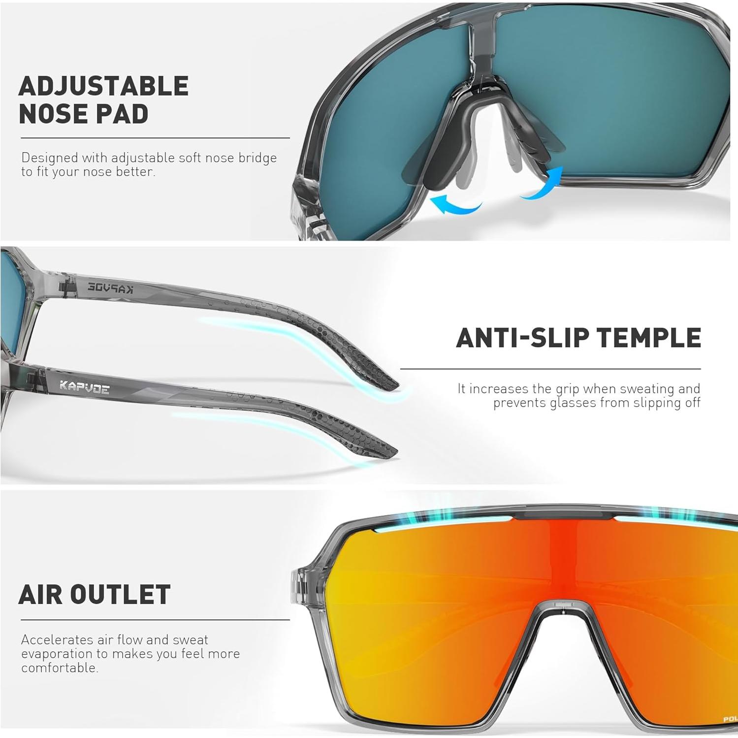 Gafas de Ciclismo Polarizadas KAPVOE K335 UV400 Ajustables