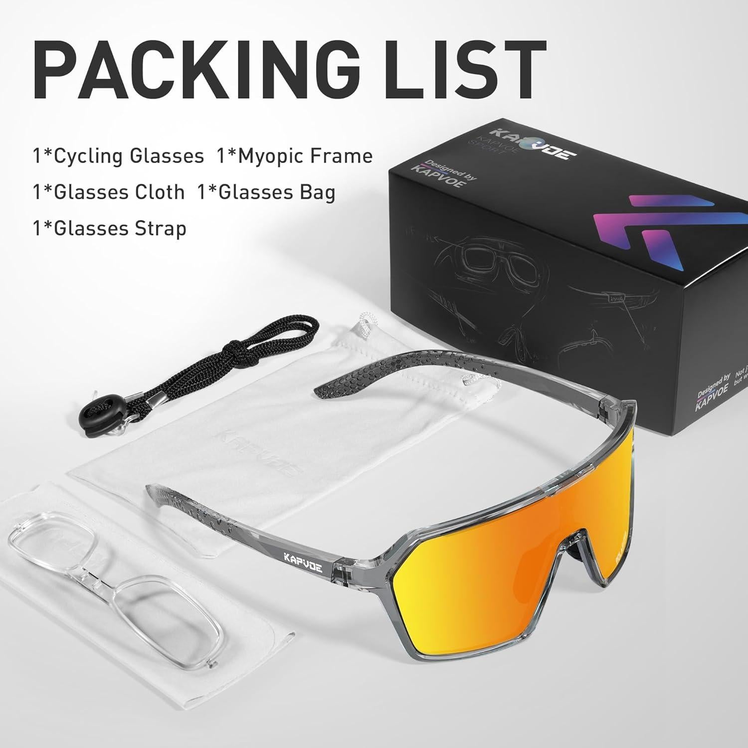 Gafas de Ciclismo Polarizadas KAPVOE K335 UV400 Ajustables