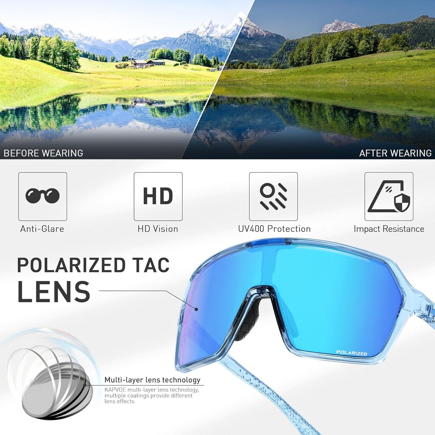 Gafas de Ciclismo Polarizadas KAPVOE K335 UV400 Ajustables