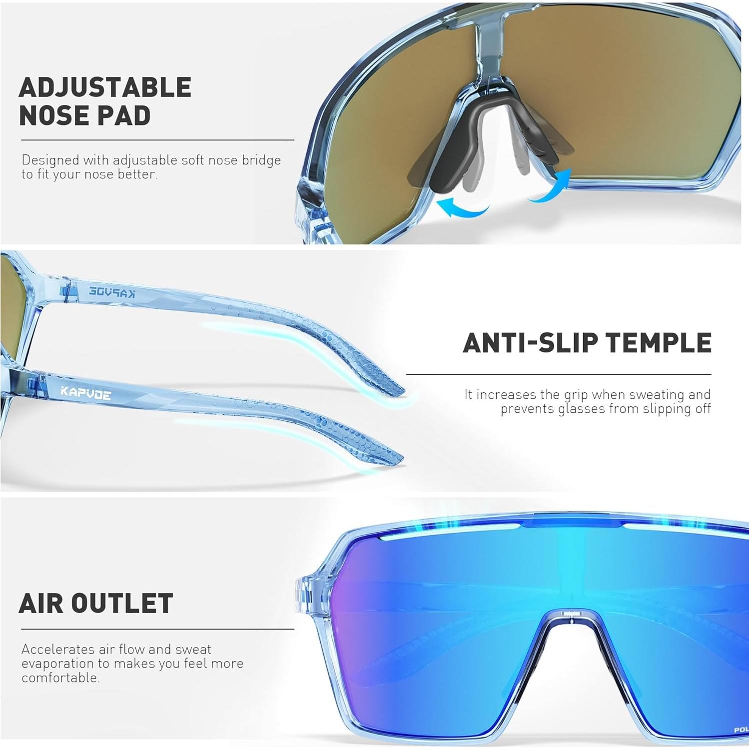 Gafas de Ciclismo Polarizadas KAPVOE K335 UV400 Ajustables