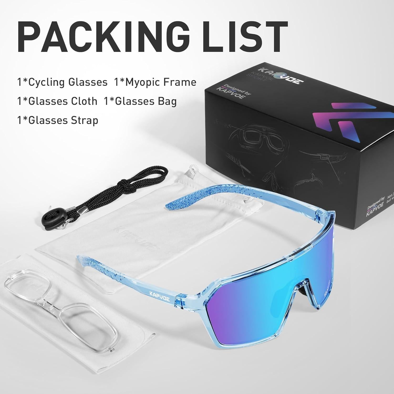 Gafas de Ciclismo Polarizadas KAPVOE K335 UV400 Ajustables