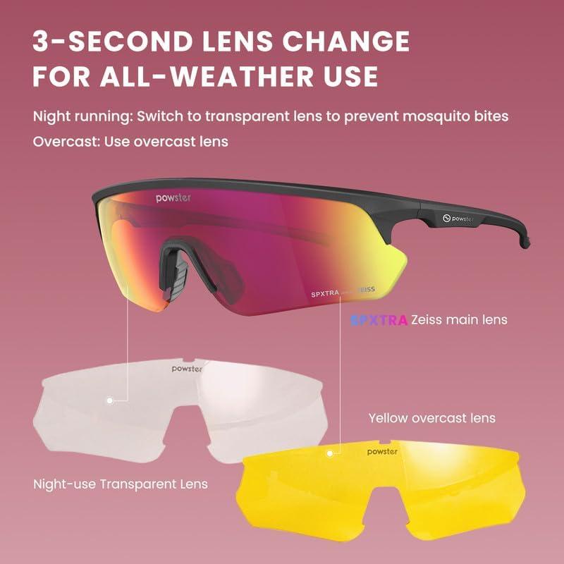 Gafas de sol deportivas Powster TR90 UV400 para ciclismo y correr