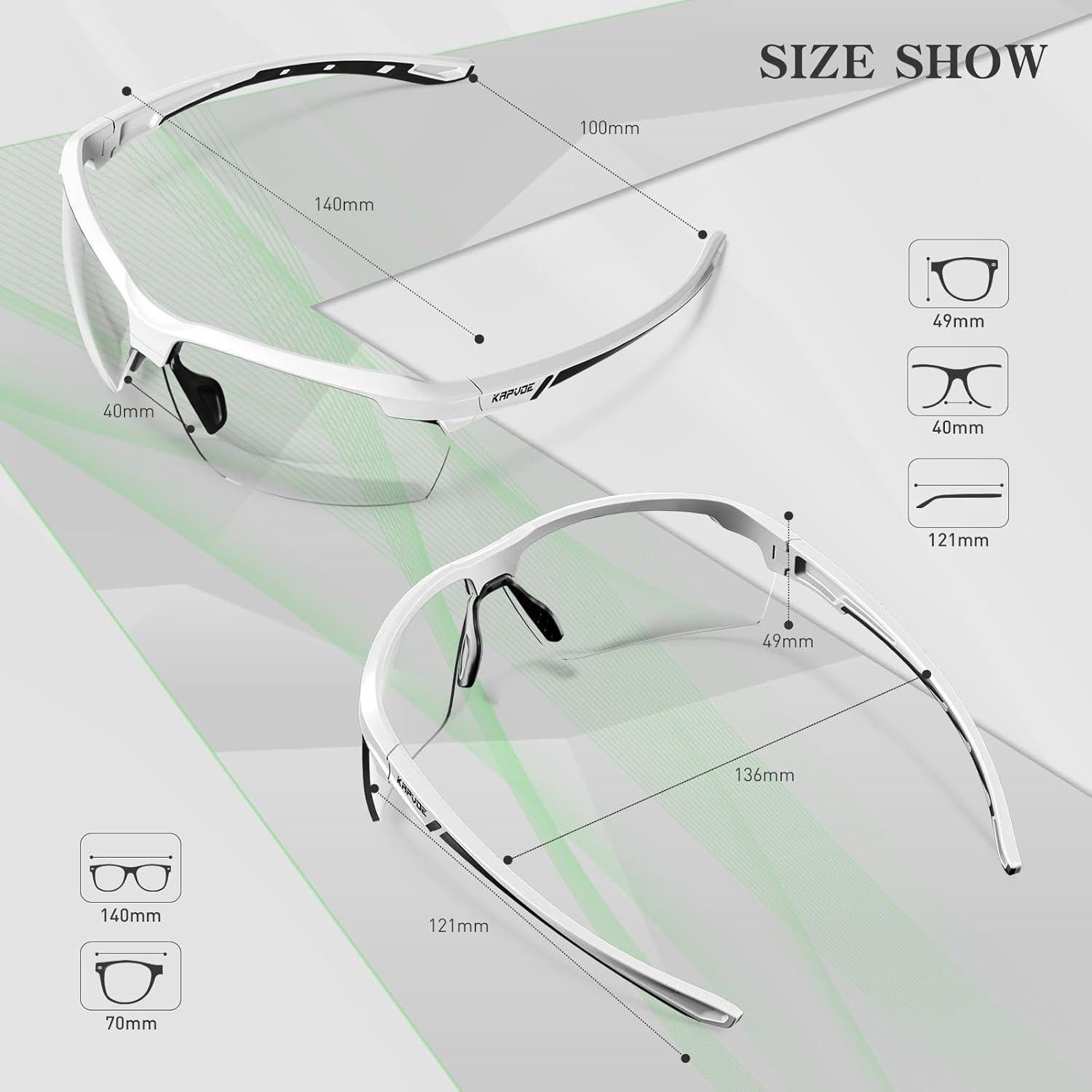 Gafas de sol fotocromáticas KAPVOE UV400 para ciclismo y running