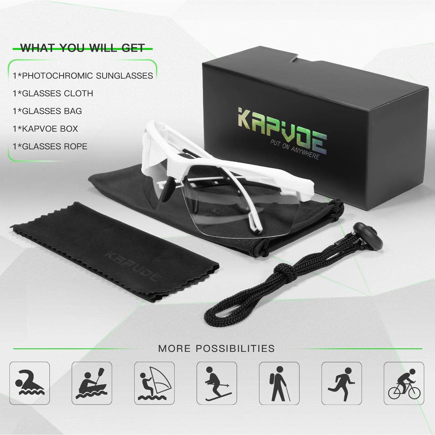 Gafas de sol fotocromáticas KAPVOE UV400 para ciclismo y running