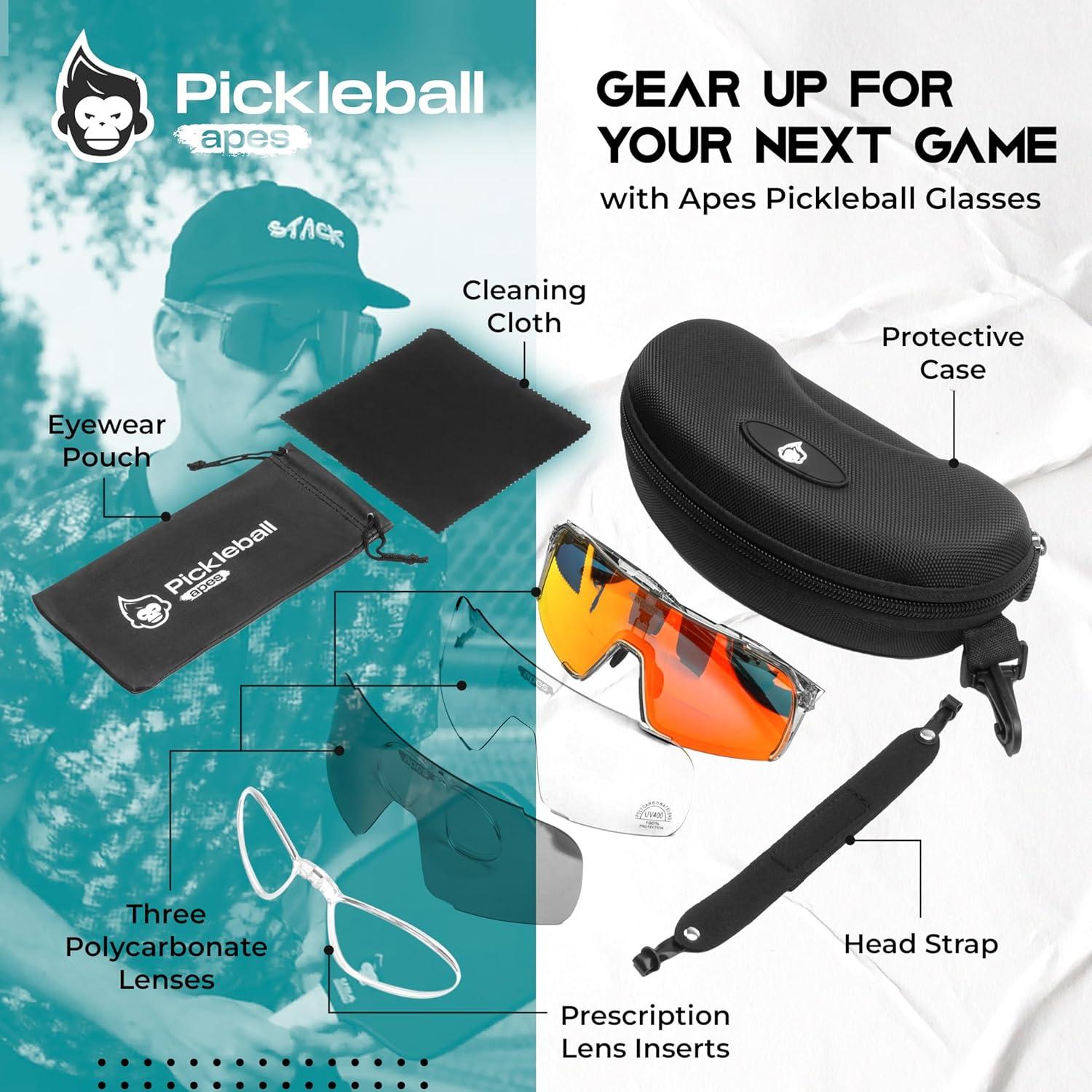 Gafas de Seguridad para Pickleball Unisex ANSI Z87.1 con 3 Lentes