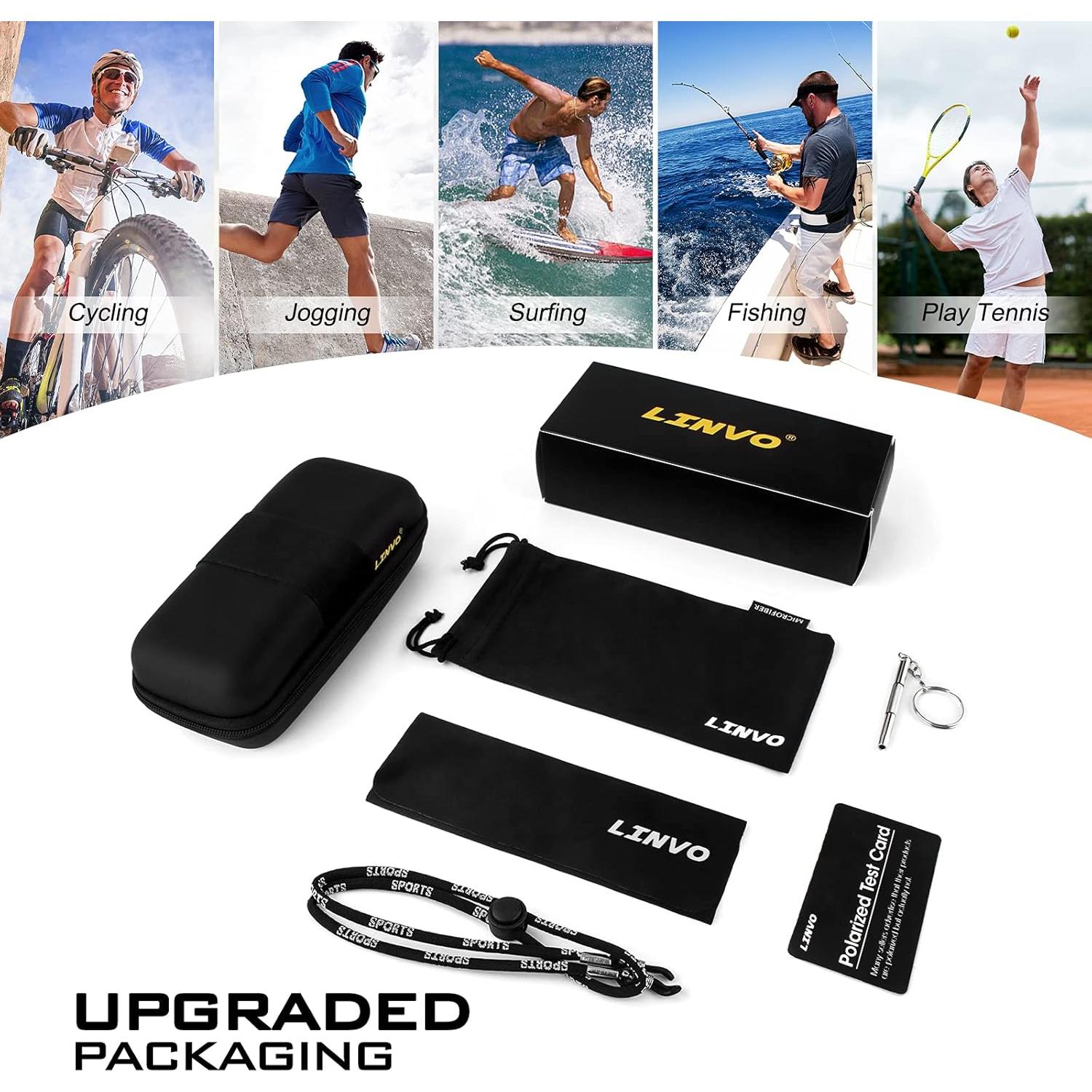 Gafas de sol deportivas polarizadas LINVO UV400 para hombre y mujer