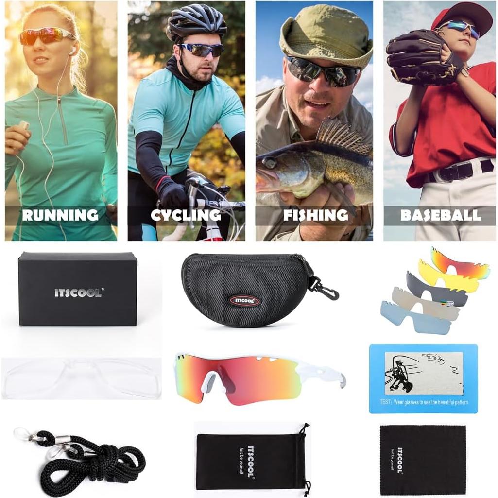 Gafas de sol deportivas polarizadas ITSCOOL con 5 lentes UV400