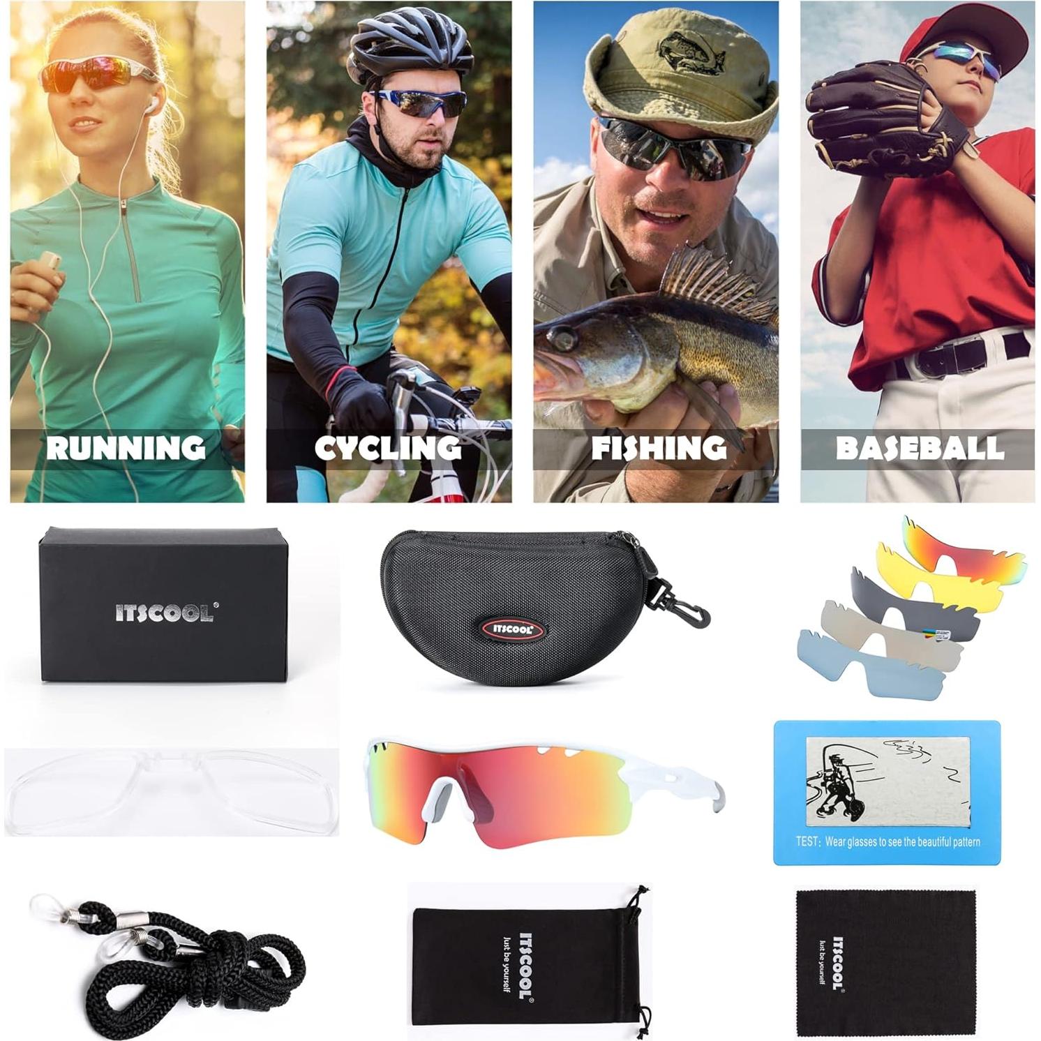 Gafas de sol deportivas polarizadas ITSCOOL con 5 lentes UV400