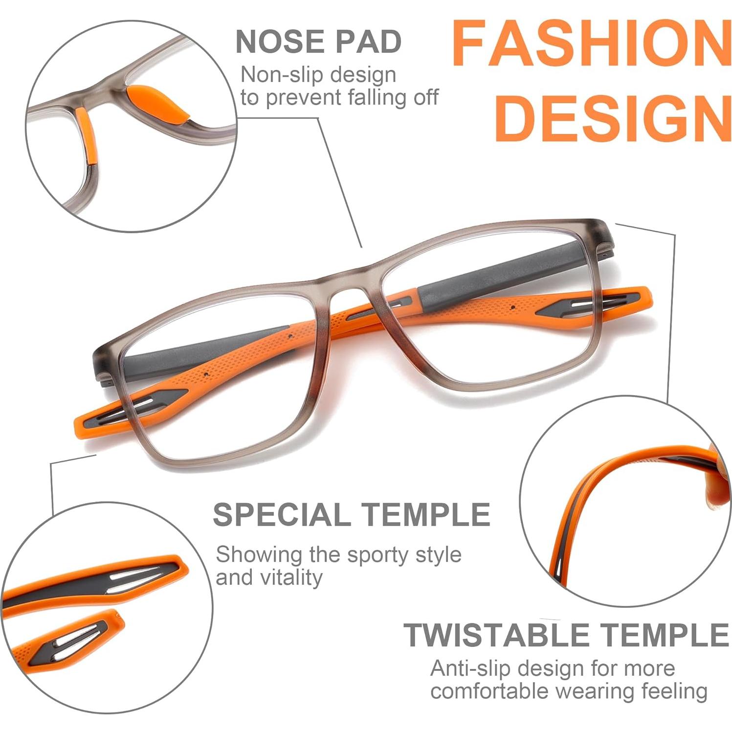 Gafas de lectura deportivas para hombres bloqueo luz azul 3.0x