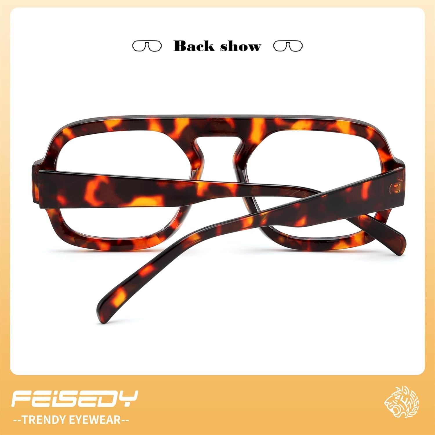 Gafas de Luz Azul FEISEDY Unisex Cuadradas Vintage 54mm