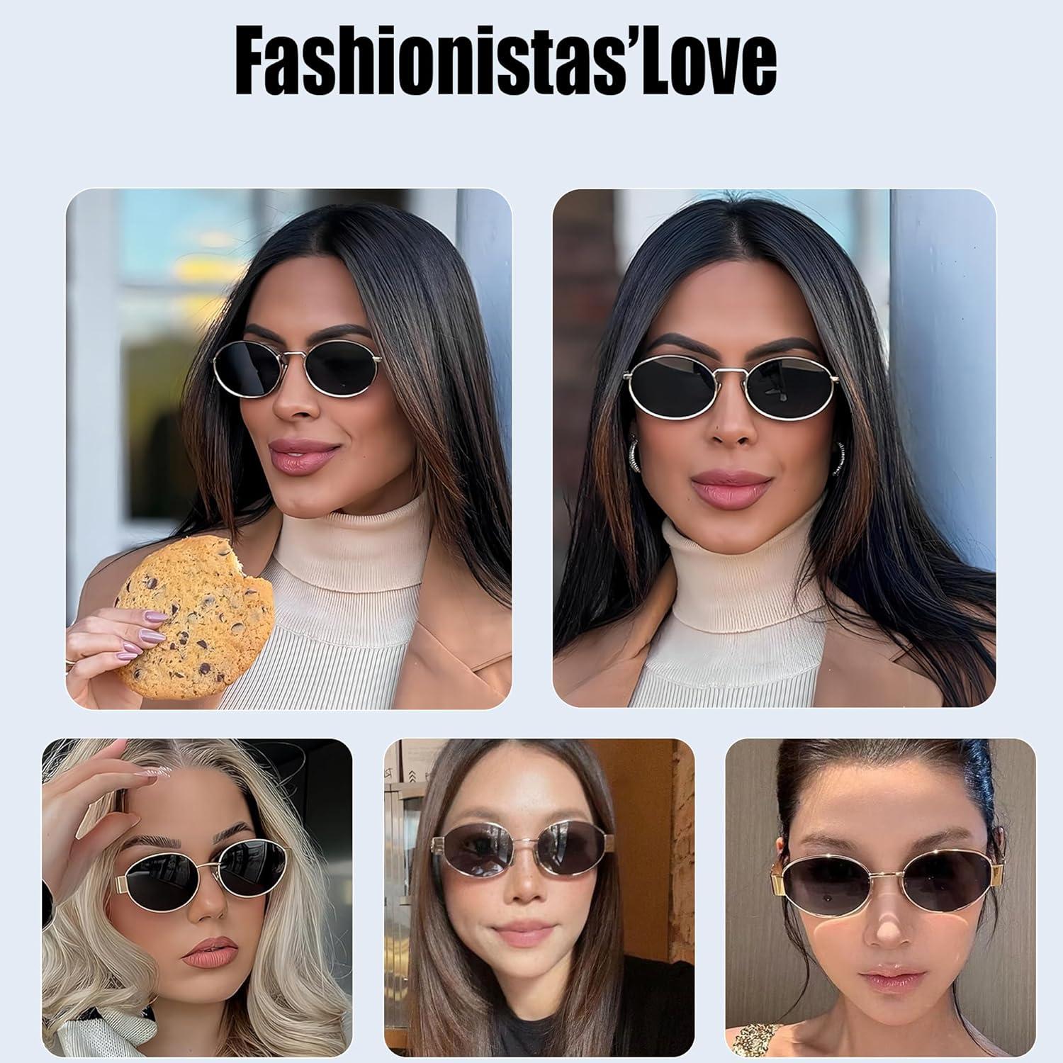 Gafas de sol ovaladas retro doradas HD UV400 unisex