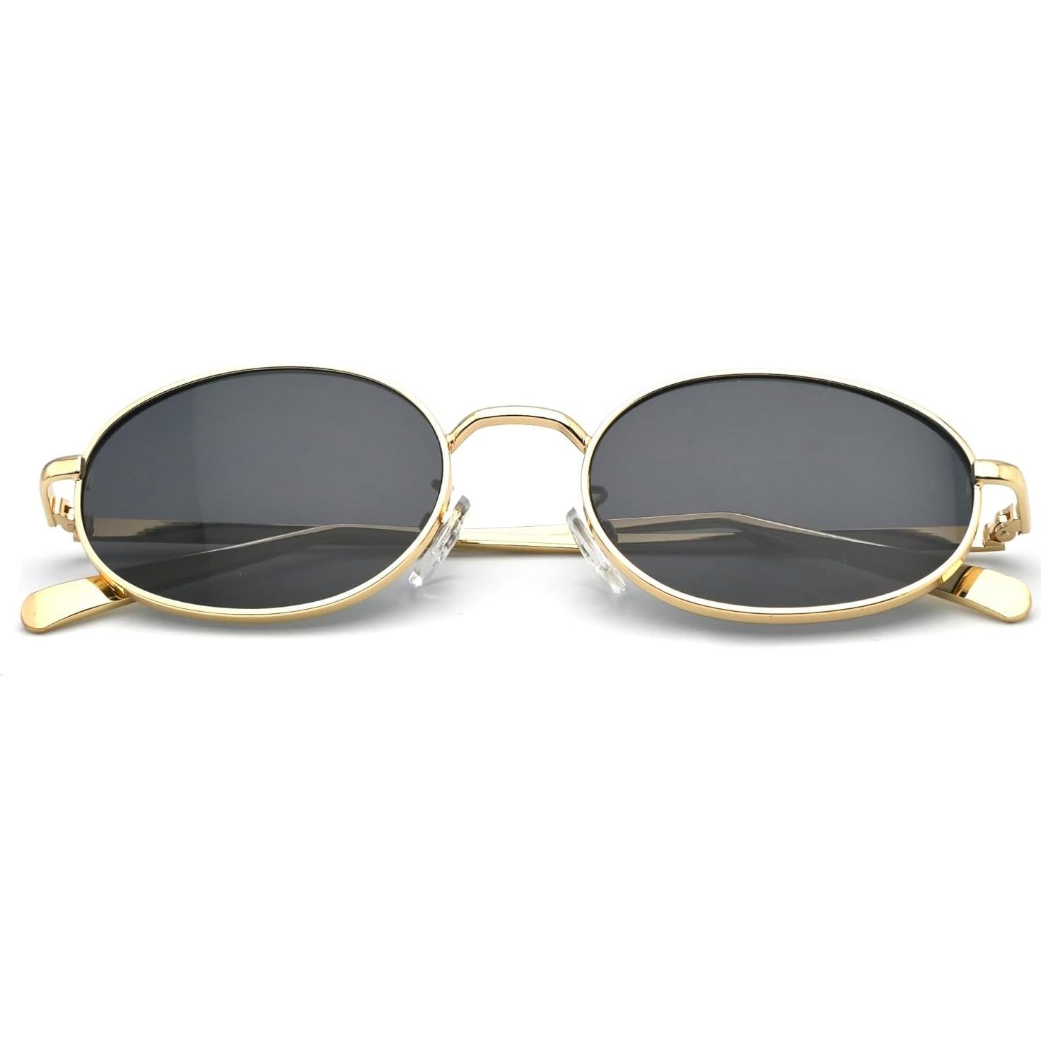 Gafas de sol ovaladas retro doradas HD UV400 unisex