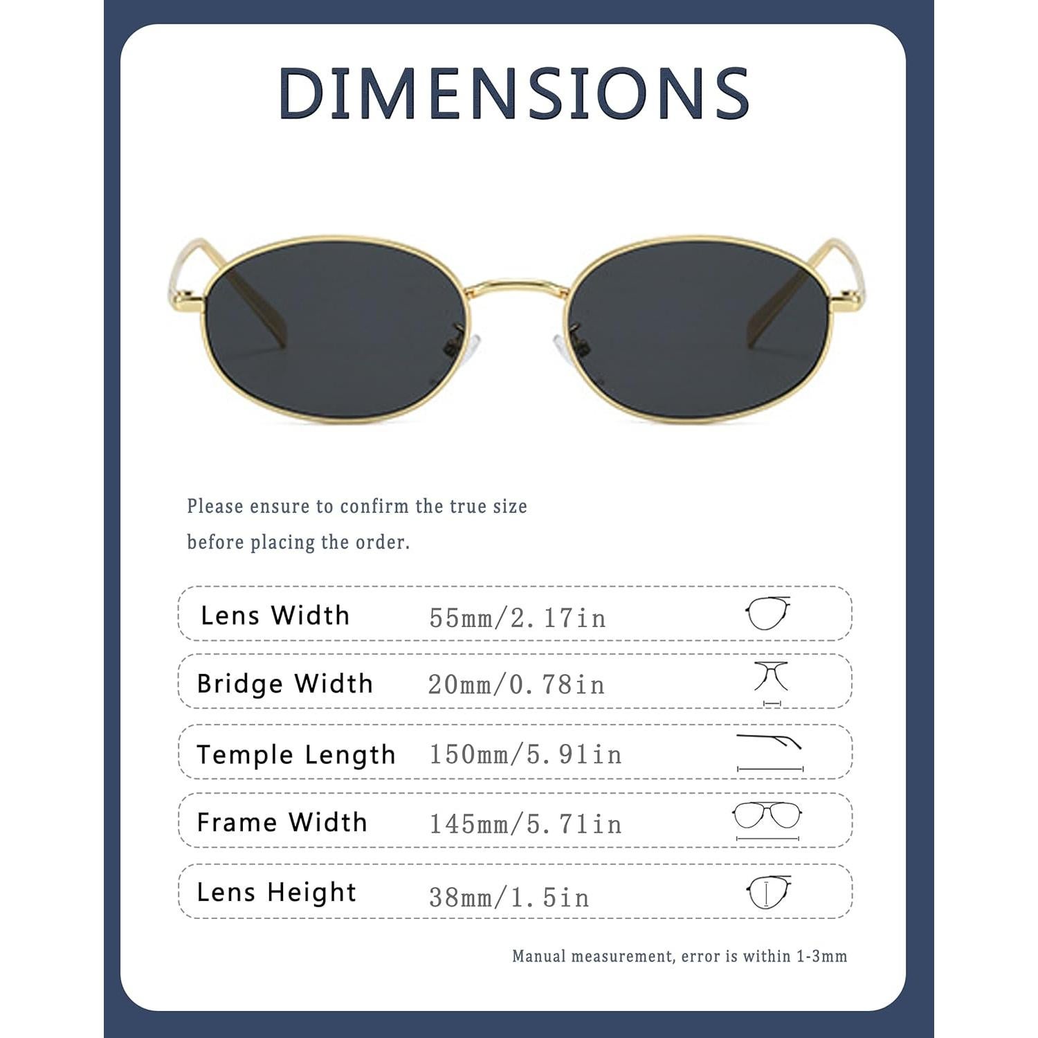 Gafas de sol ovaladas retro doradas HD UV400 unisex