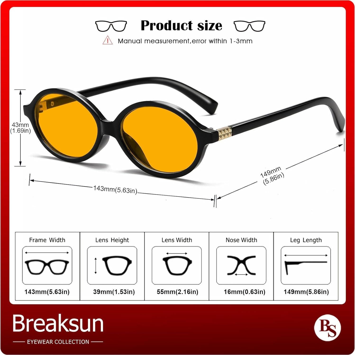 Gafas de sol ovaladas retro Breaksun B77, 100% UV400