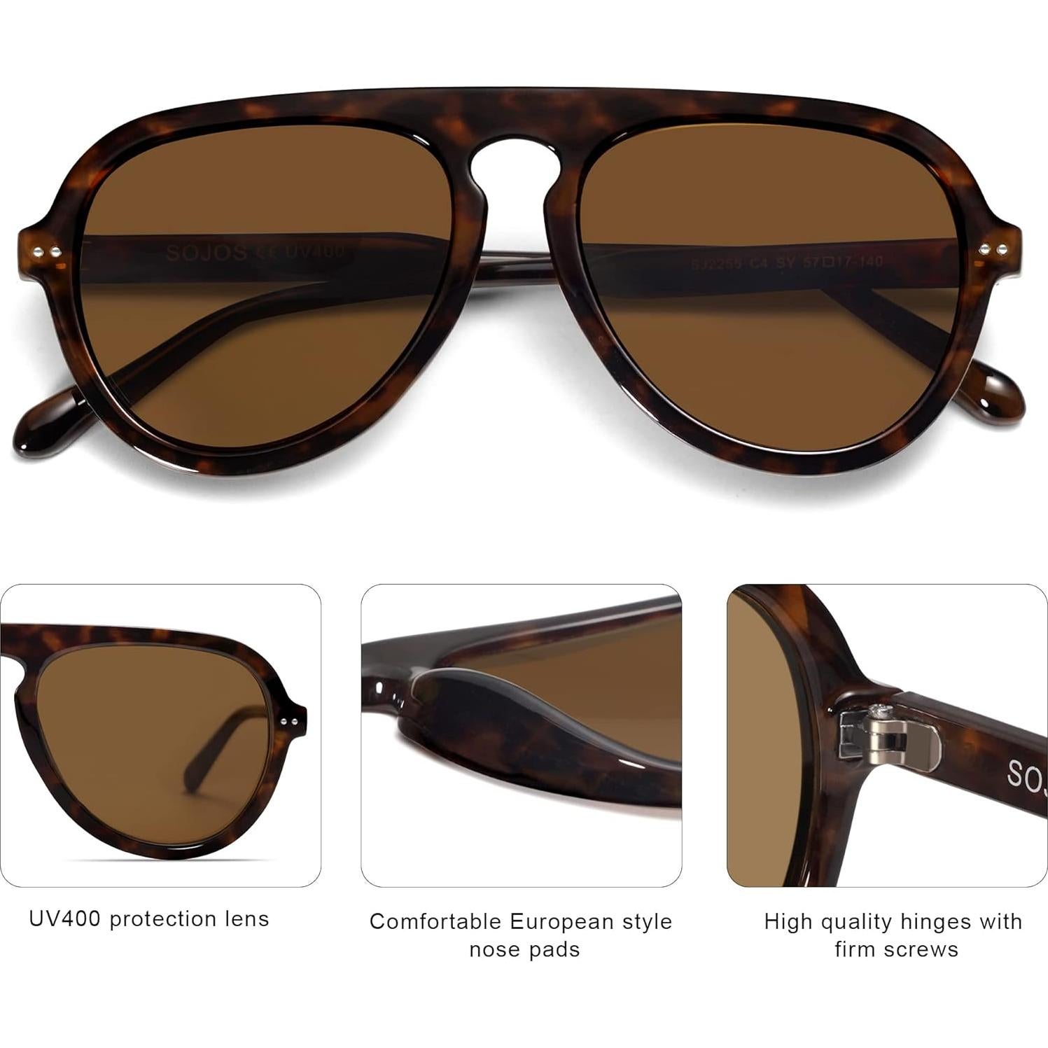 Gafas de Sol Aviador SOJOS SJ2255 con Lentes UV400