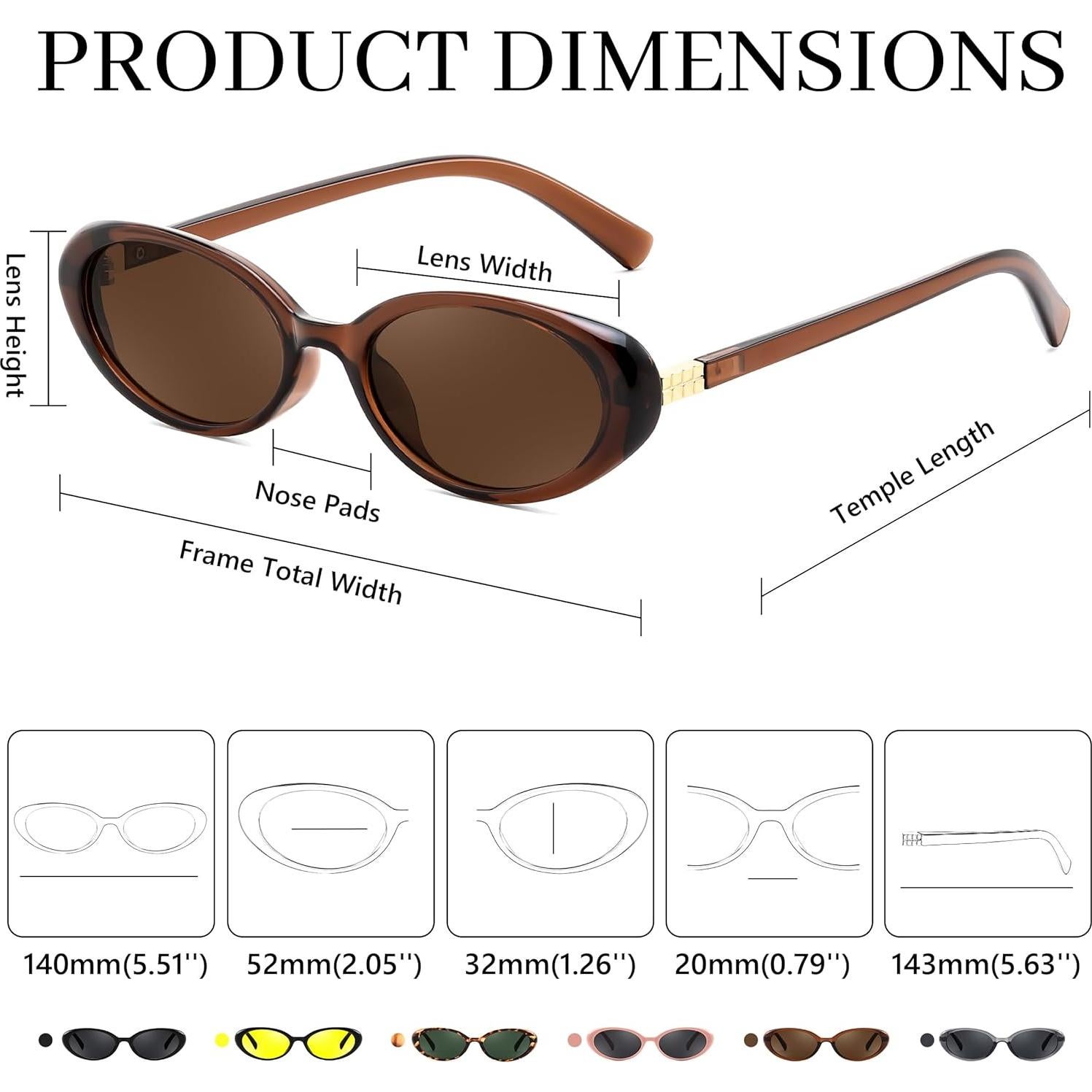 Gafas de sol retro ovaladas FEISEDY UV400 unisex 52mm