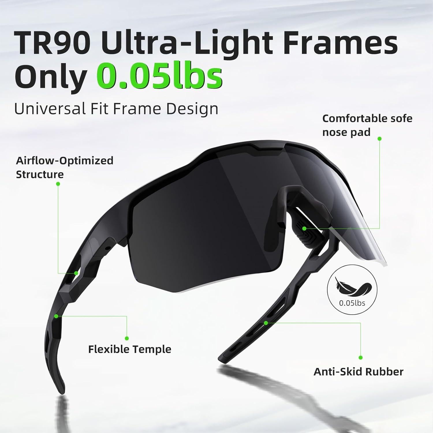 Gafas de sol deportivas polarizadas HAAYOT UV para ciclismo y running