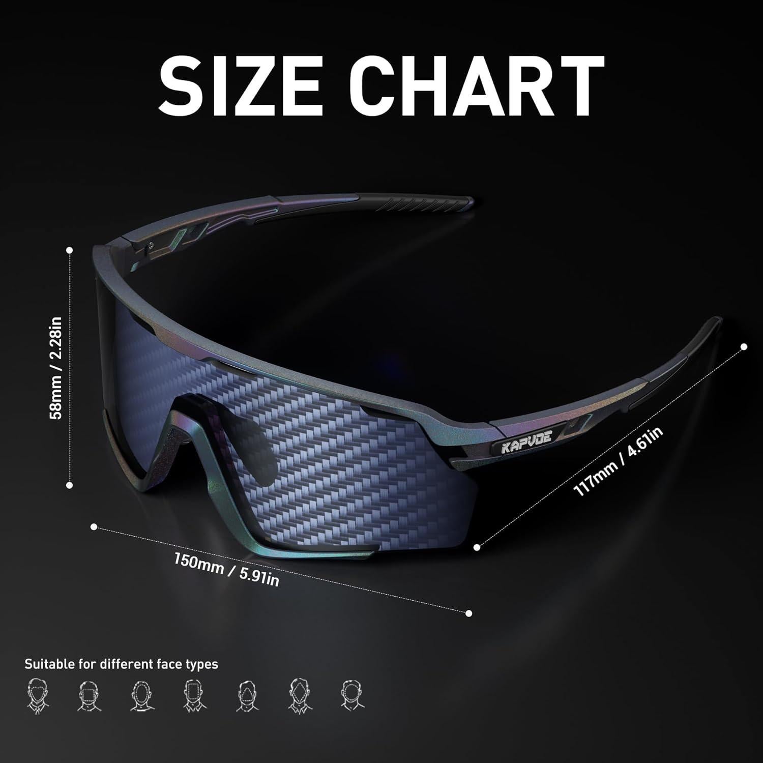 Gafas de Ciclismo KAPVOE Unisex con Lentes UV400 y Marco TR90