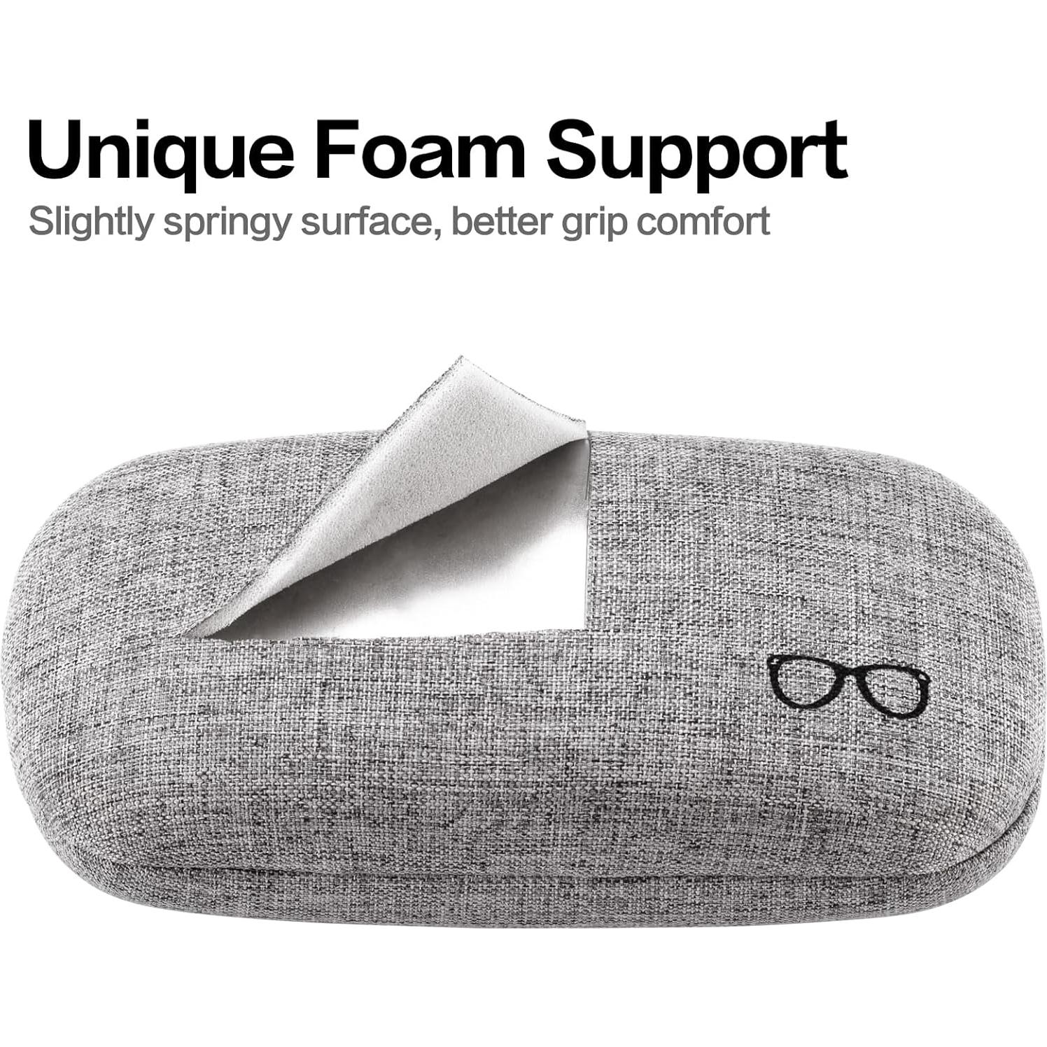 Estuche Duro para Gafas Vemiss, Tela de Lino, Grande Gris