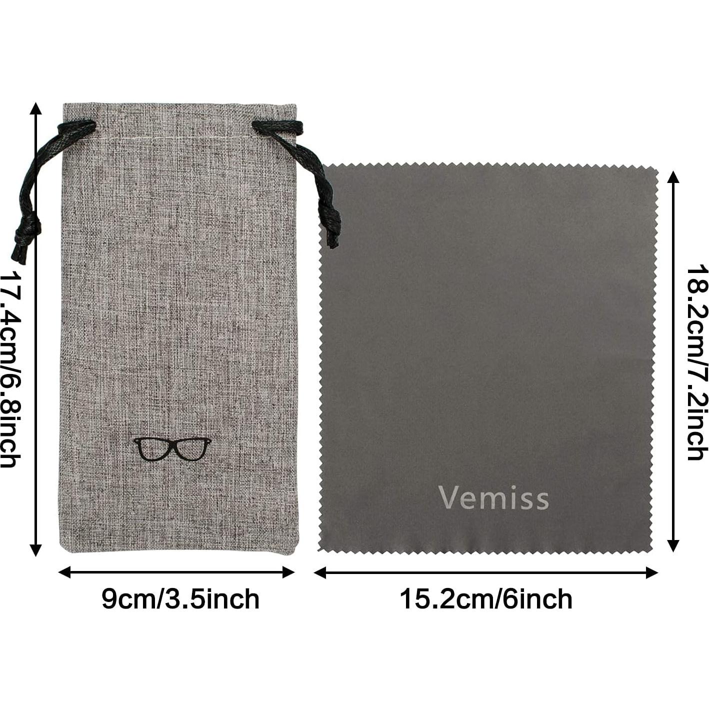 Estuche Duro para Gafas Vemiss, Tela de Lino, Grande Gris