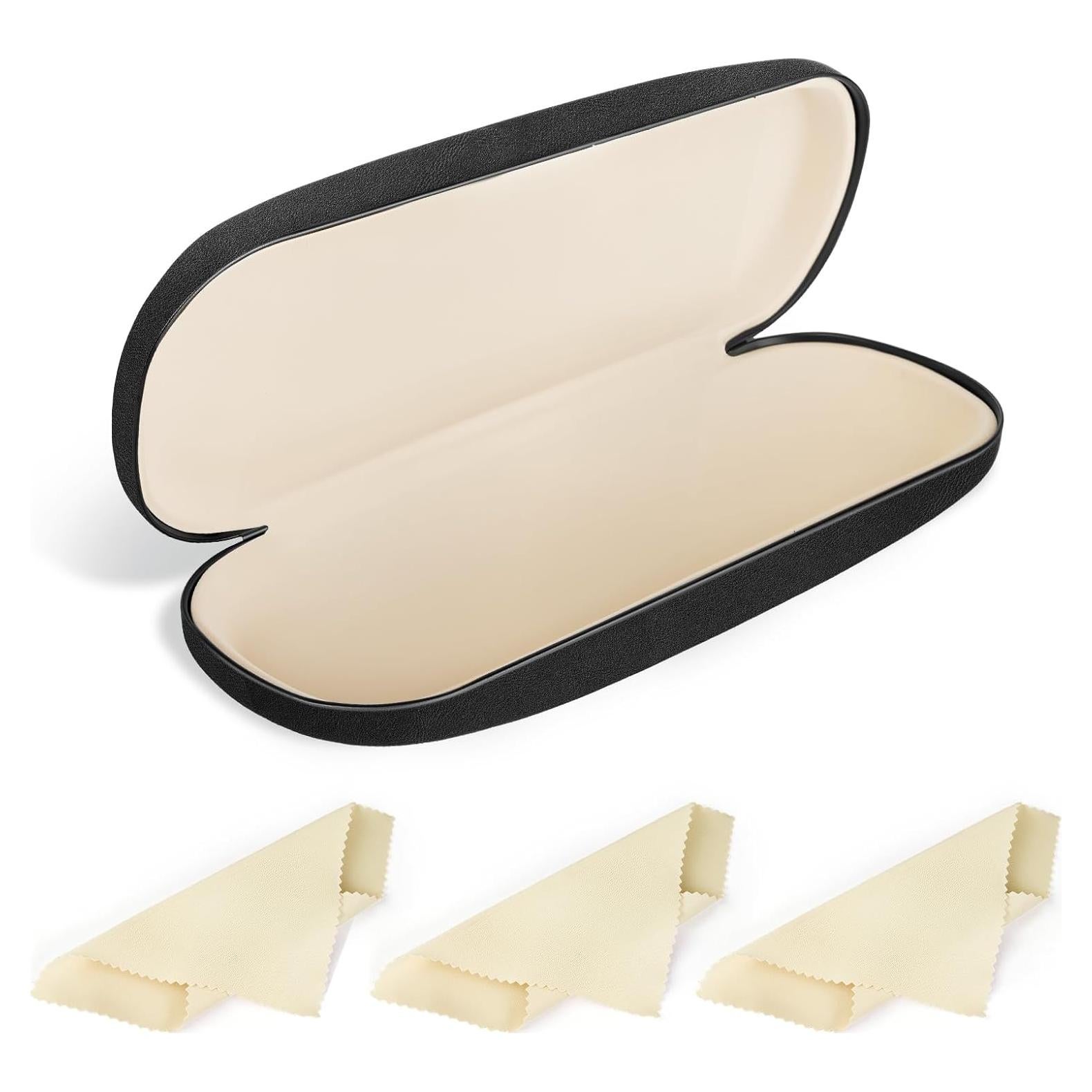 Estuche de Gafas Duro Tixhumiy Negro con 3 Paños de Limpieza