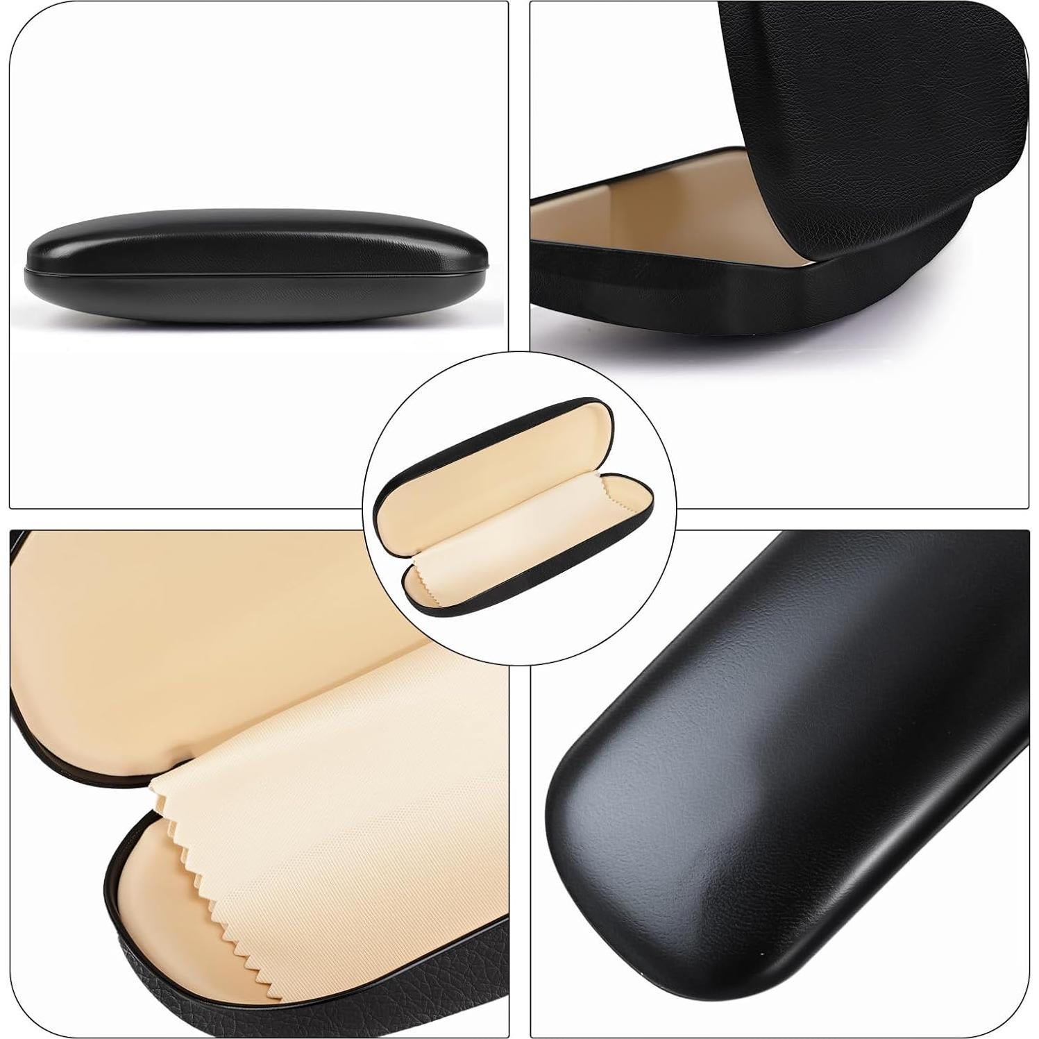 Estuche de Gafas Duro Tixhumiy Negro con 3 Paños de Limpieza