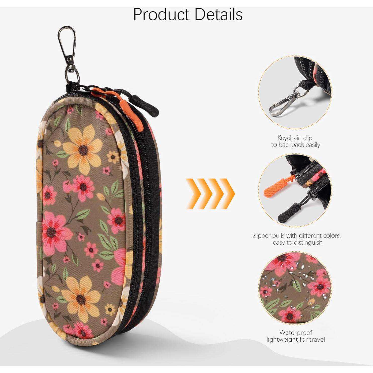 Estuche Doble para Gafas Suave y Portátil Marrón Flor