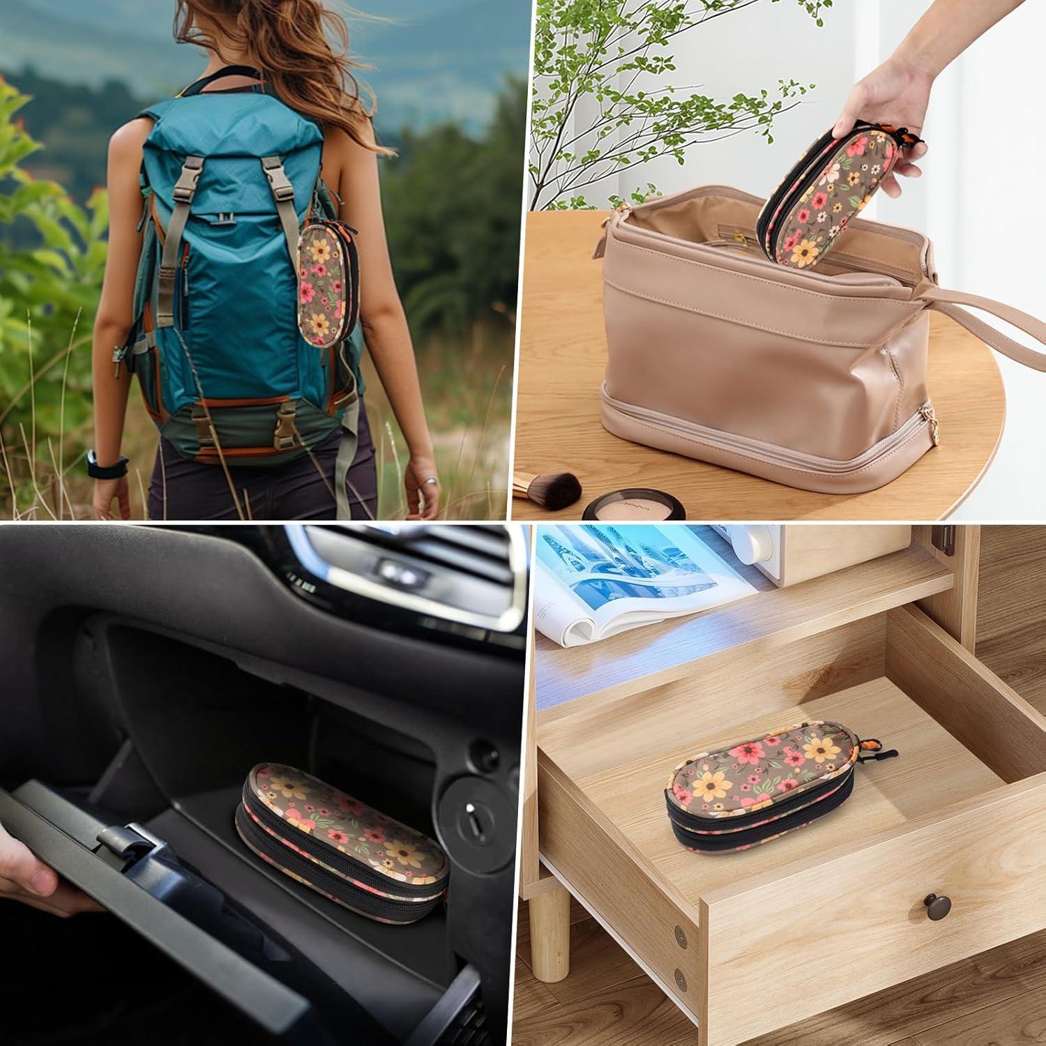 Estuche Doble para Gafas Suave y Portátil Marrón Flor