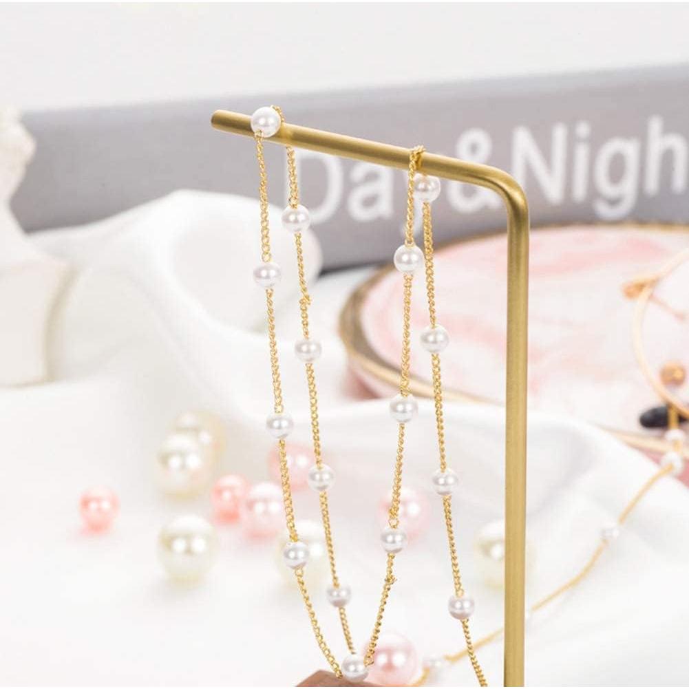 Cadena de Gafas de Perlas para Mujeres con Baño de Oro 18K