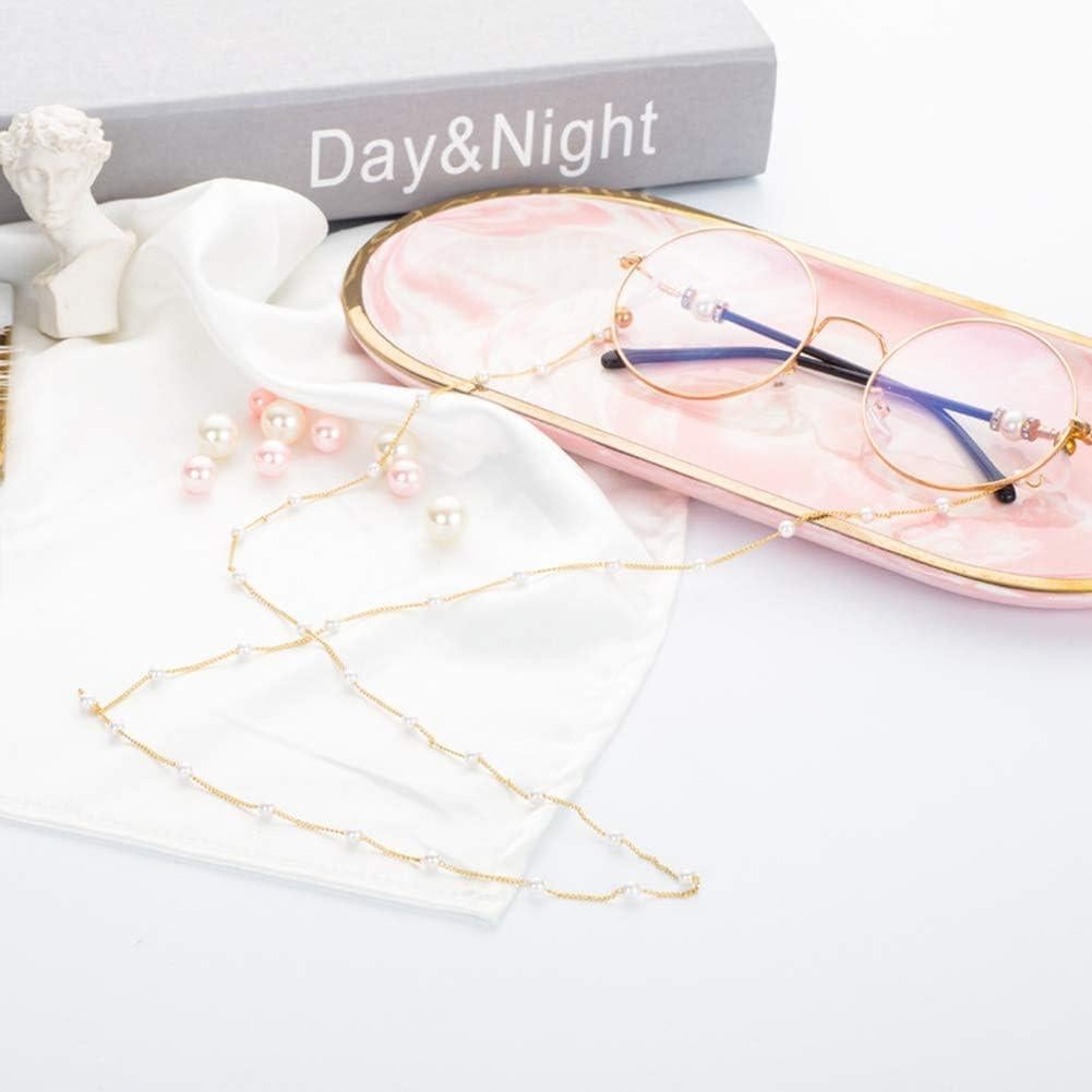 Cadena de Gafas de Perlas para Mujeres con Baño de Oro 18K