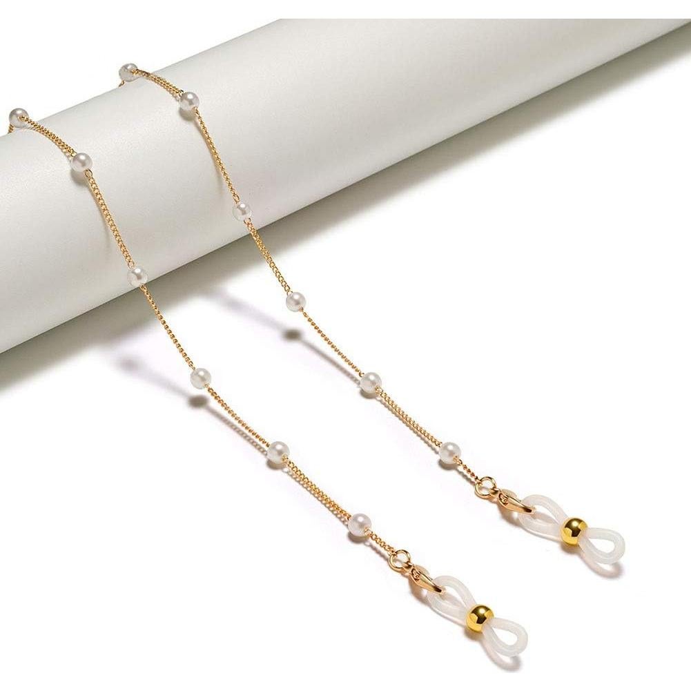 Cadena de Gafas de Perlas para Mujeres con Baño de Oro 18K