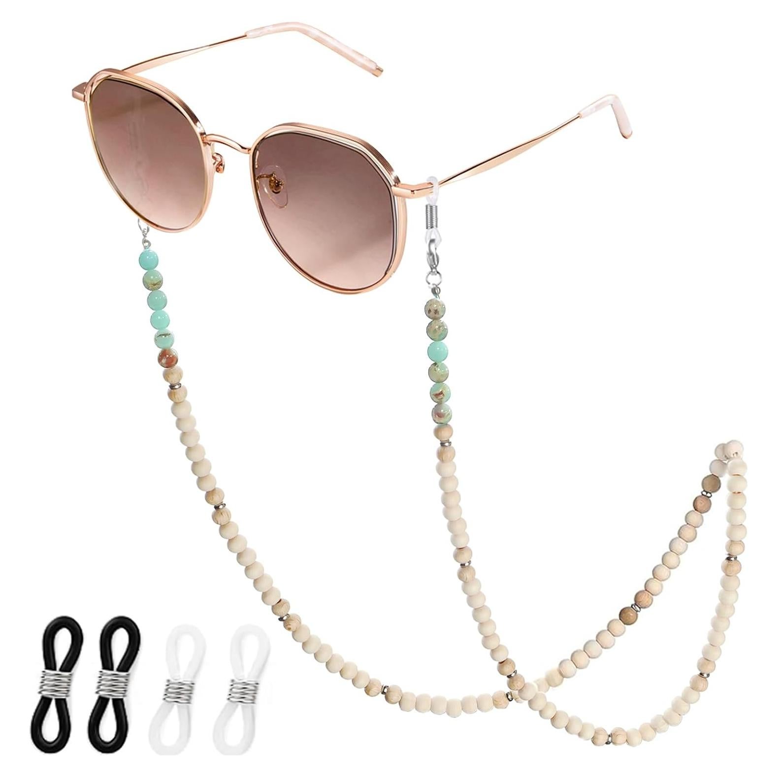 Cadena de Gafas de Perlas de Madera y Piedra Natural Knagsfa