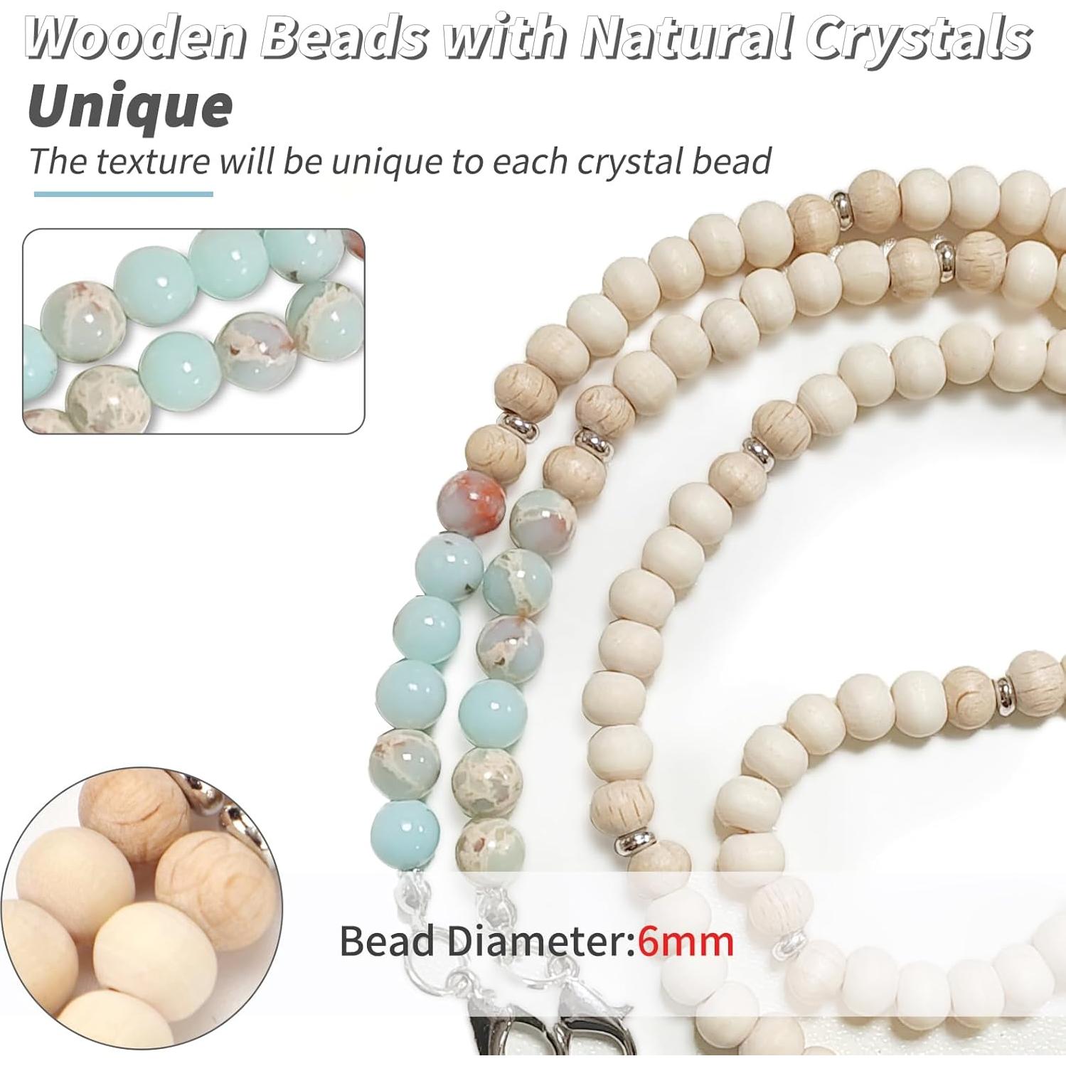 Cadena de Gafas de Perlas de Madera y Piedra Natural Knagsfa